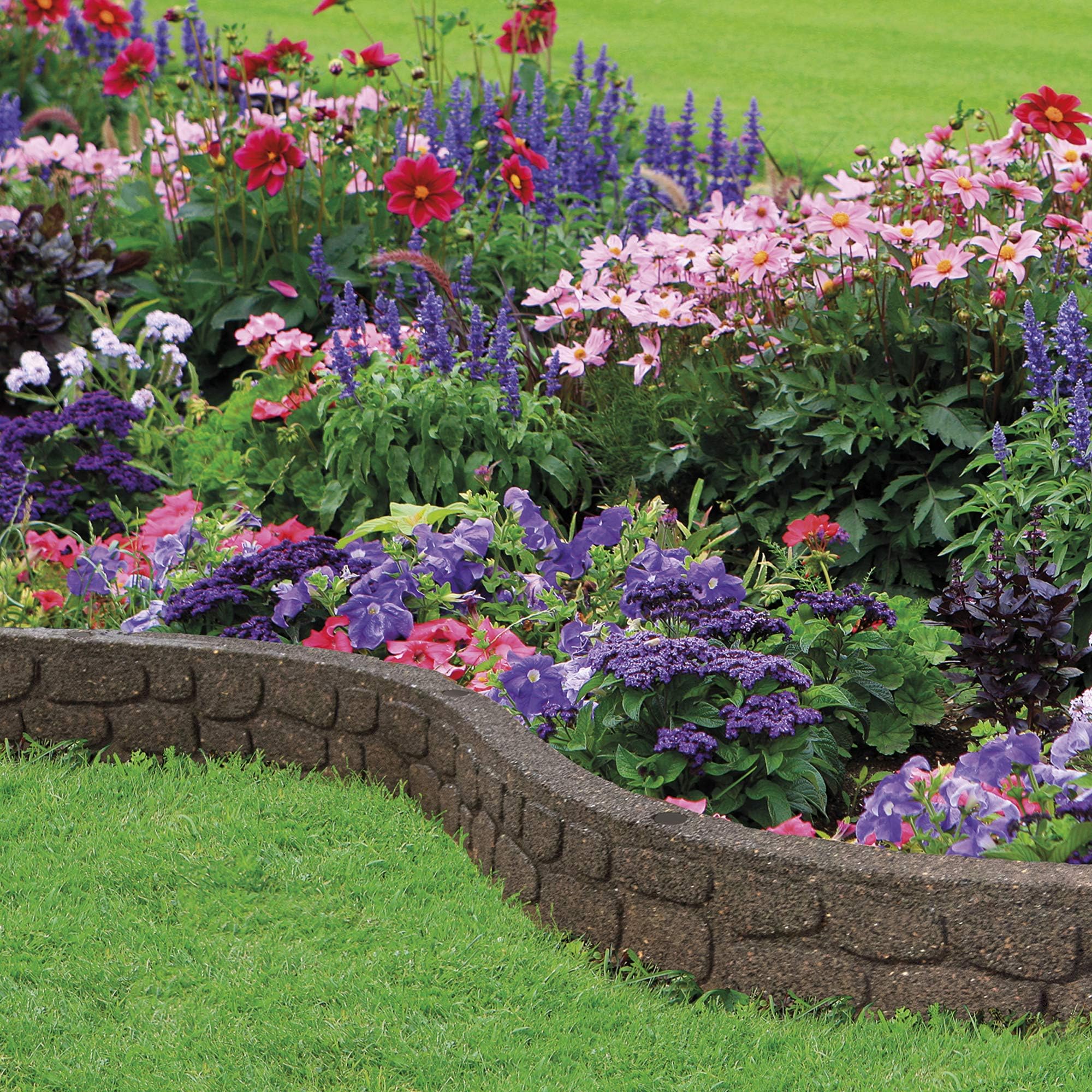 Garden Gear Eco Friendly Border Edging Garden “EZ” Curve Rockwall Effect Design Recycled Rubber Tyre for Lawn & Patio 4 x 120cm (Rockwall Effect)