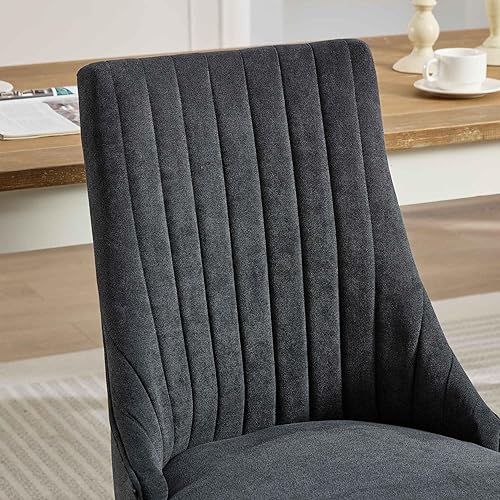 Miniatura 9 de Juego de 2 sillas de comedor, juegos de mesa y sillas con cómodos asientos tapizados de tela para comedor, sillas de cocina con patas de acero