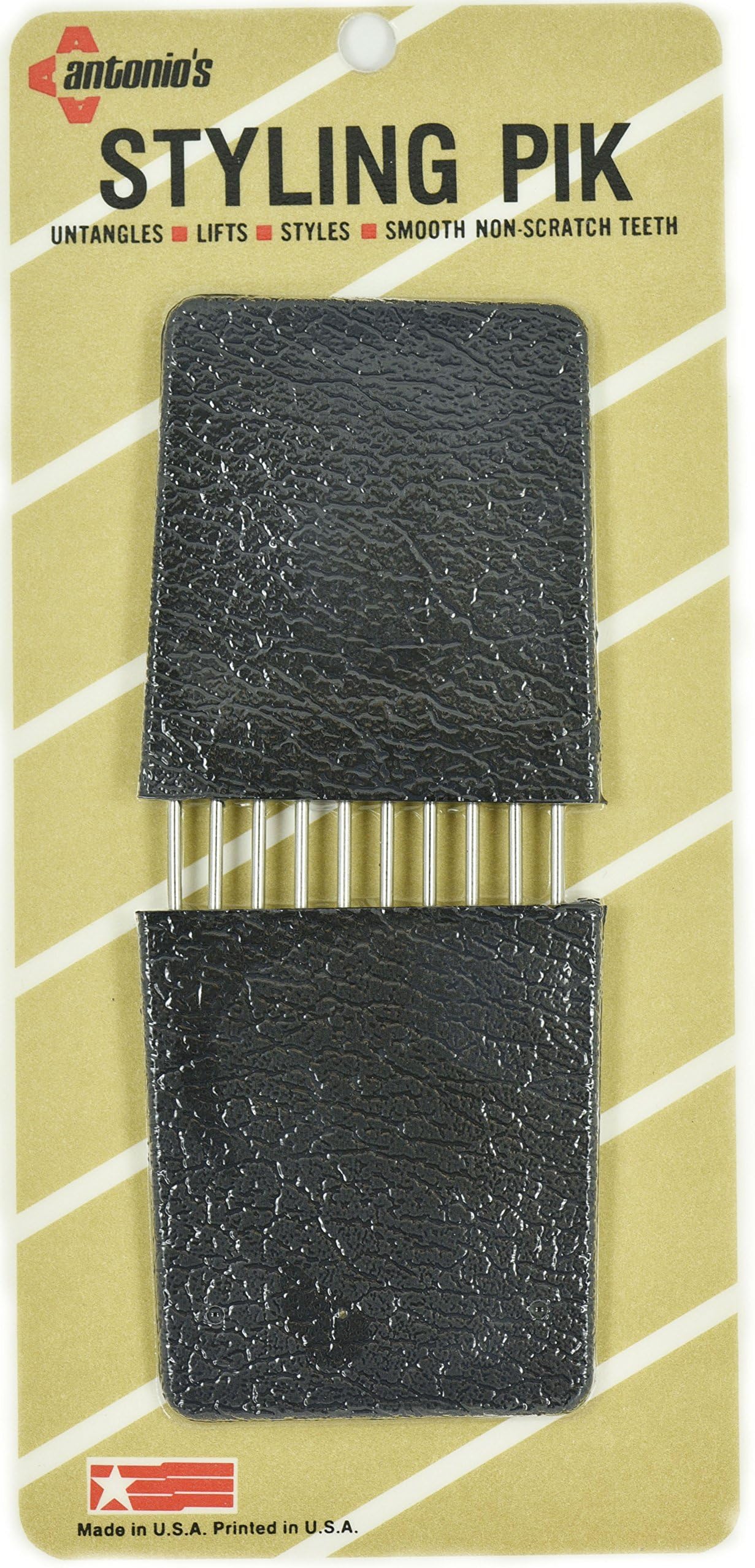 Made in USA Legends Creek Metal Hair Styling Pik In Carrying Protective Case for Volume & Tangles Antomite with Metal Teeth