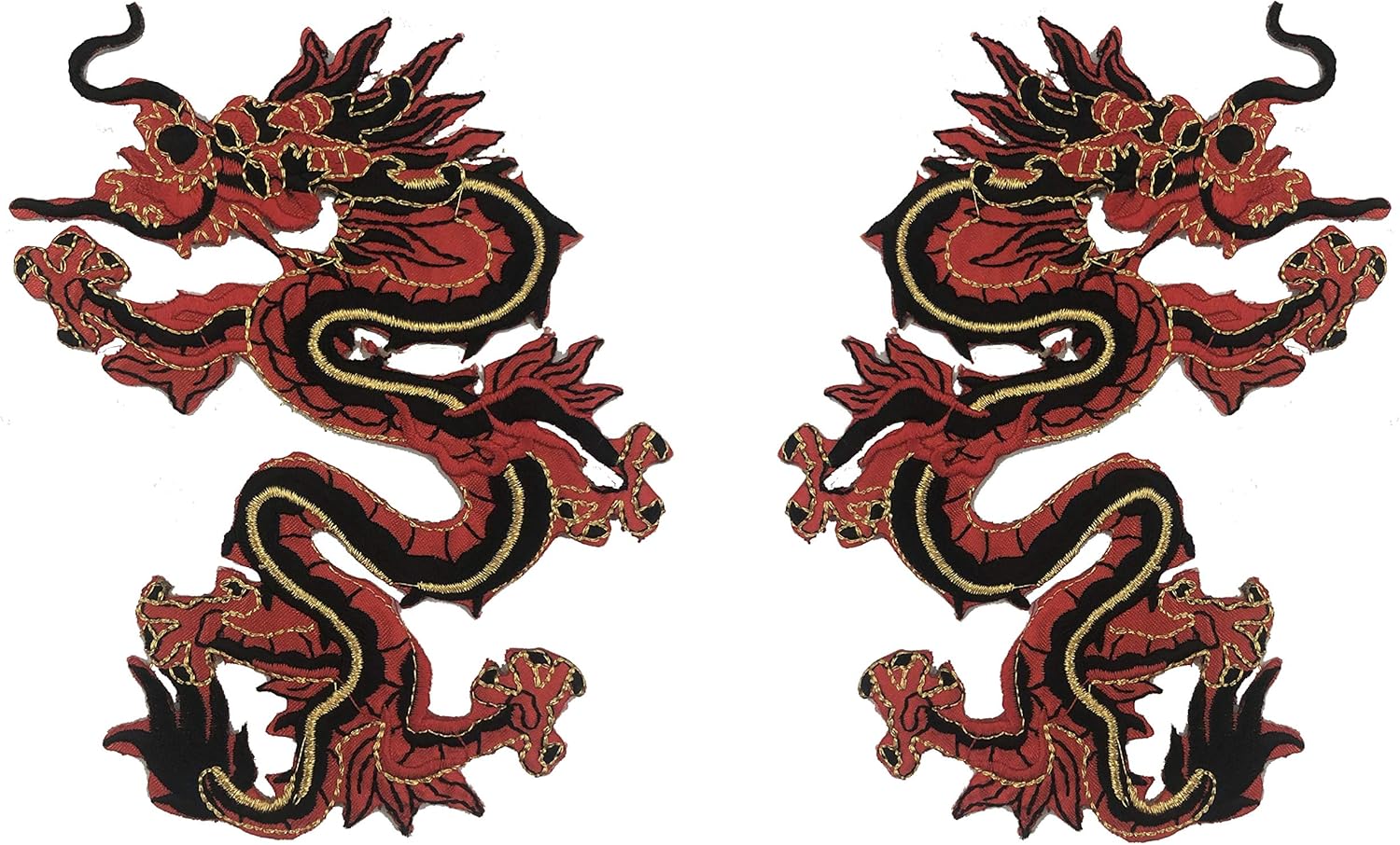Est Mundun Golden/Black Dragon Patches Chinese Themed