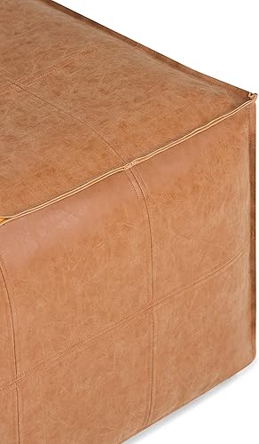 Miniatura 26 de SIMPLIHOME Brody - Puf cuadrado grande de 30 pulgadas de ancho, color gris envejecido, otomana de piel sintética vegana, reposapiés o asiento