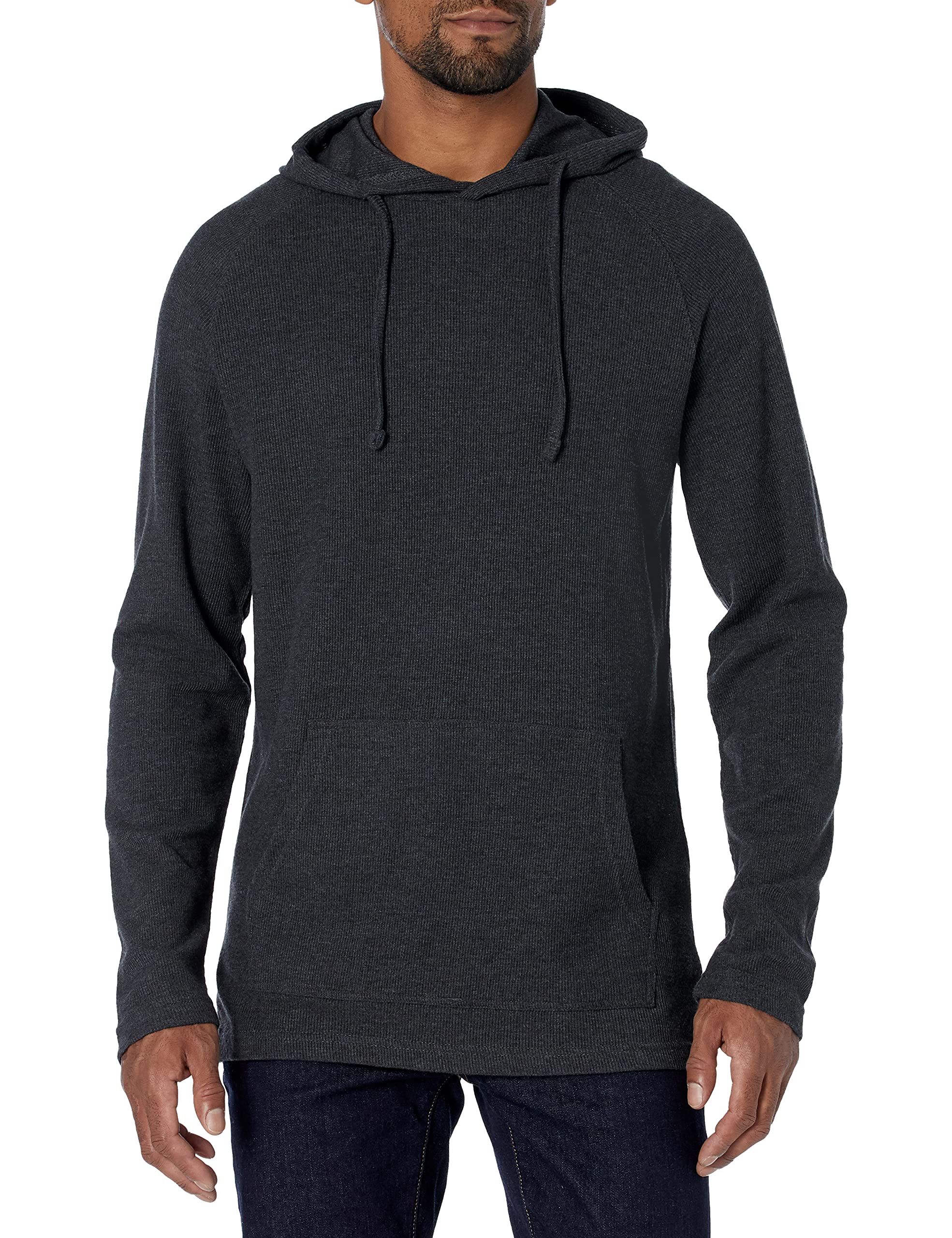 Amazon Essentials Men's Long-Sleeve Slub Thermal Pullover Hoodie (Previously Goodthreads), Charcoal Heather, XXL Tall