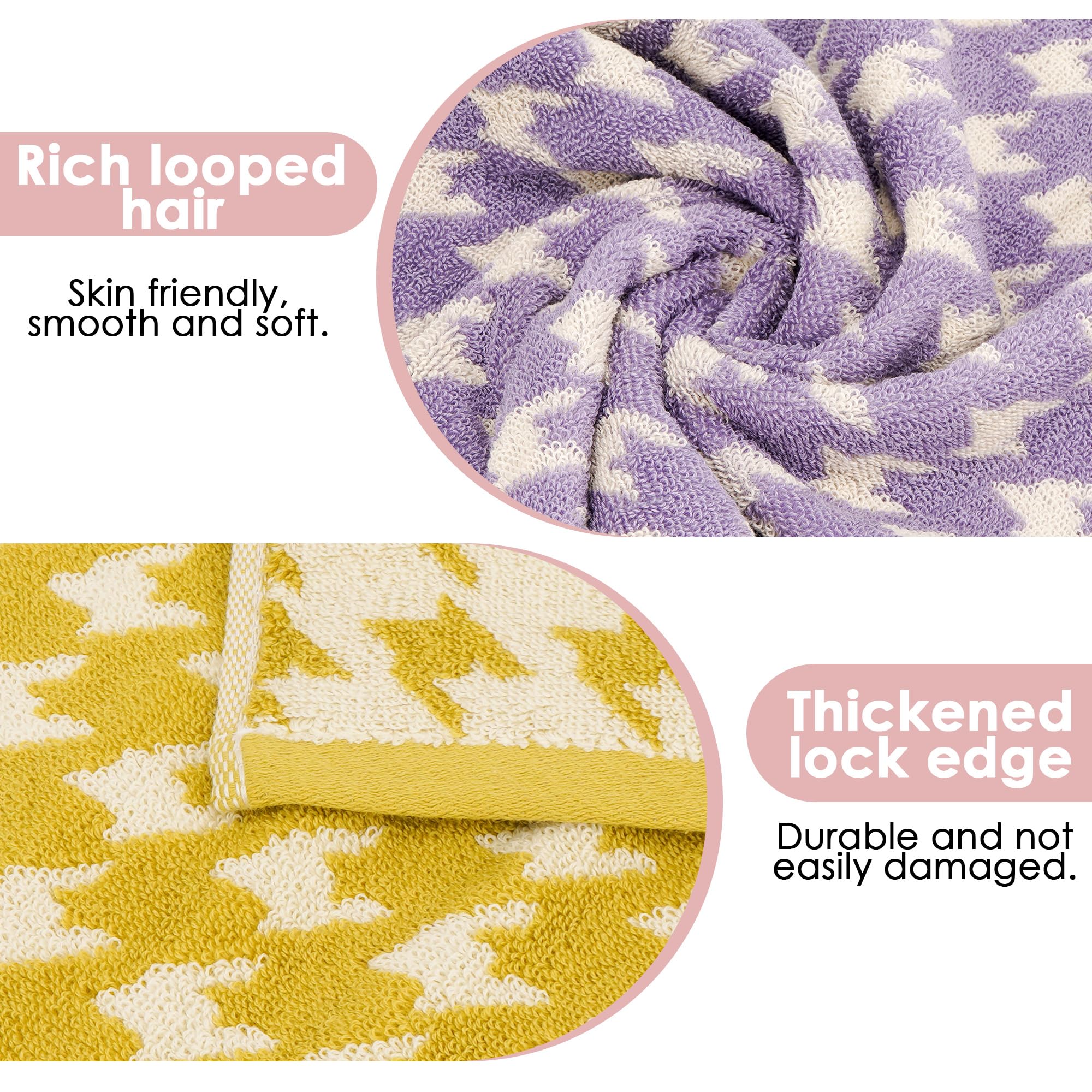Paquete de 5 toallas de mano, 100 % algodón, patrón de pata de gallo, suaves y absorbentes, para baño, cocina, gimnasio y spa, 13 x 29 pulgadas (negro, verde, amarillo, rojo, morado)