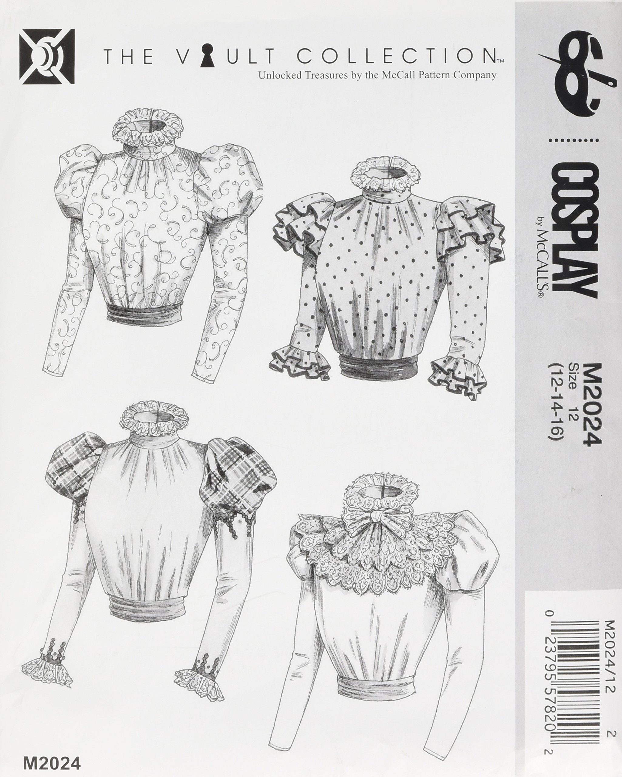 Buy Cosplay By McCall's Cosplay M2024 12,PuffSleeve Blouse,Sash and Detachable Ruffled Collar