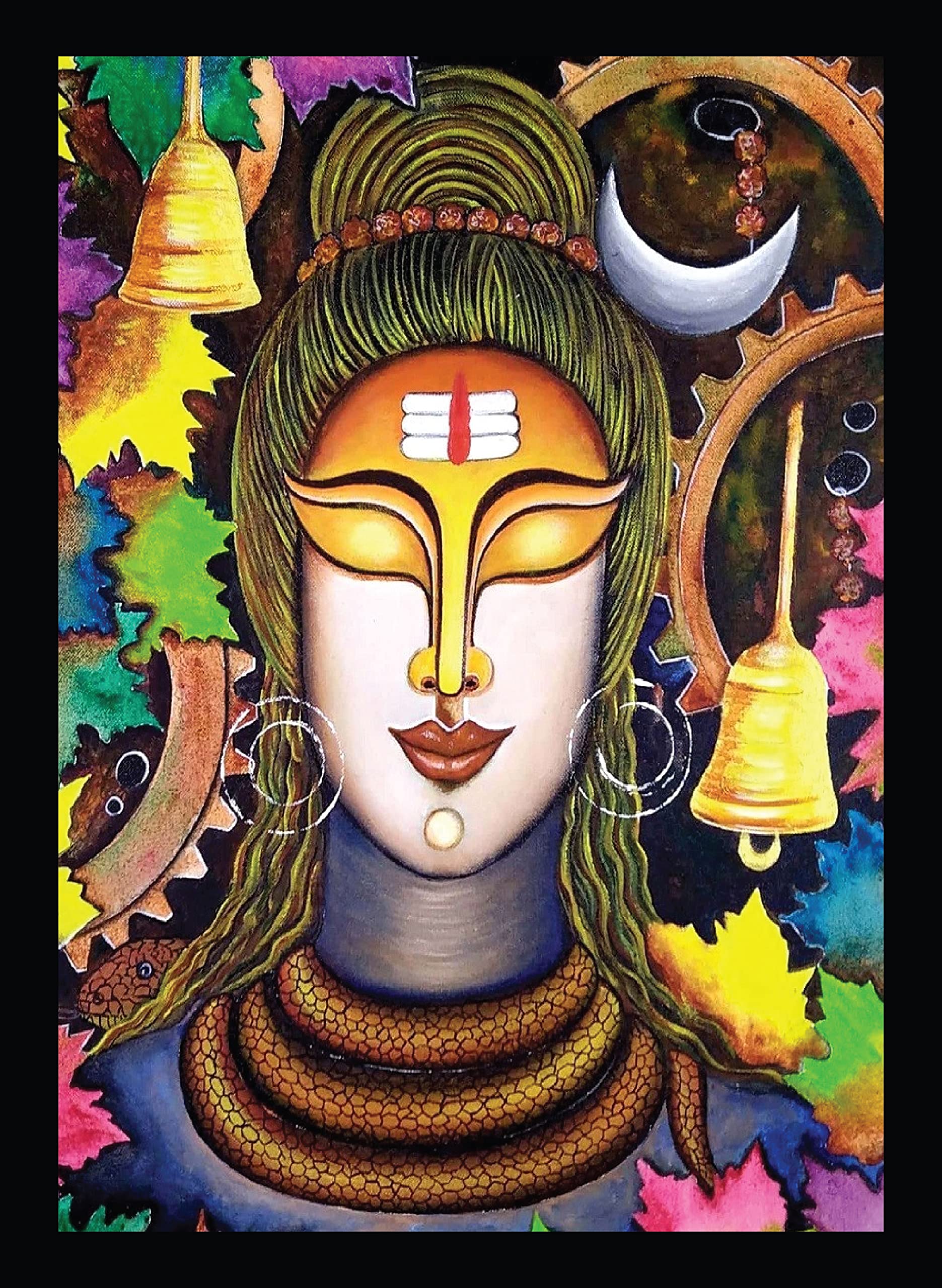 BIRD'S MIND God Shiva Art Paintings Synthetic Wood Wall Hanging Photo Framed Poster For Pooja Room Home Decor Living Room Lord Shiva Wall Frames L x H 9.5 Inches x 13 Inches