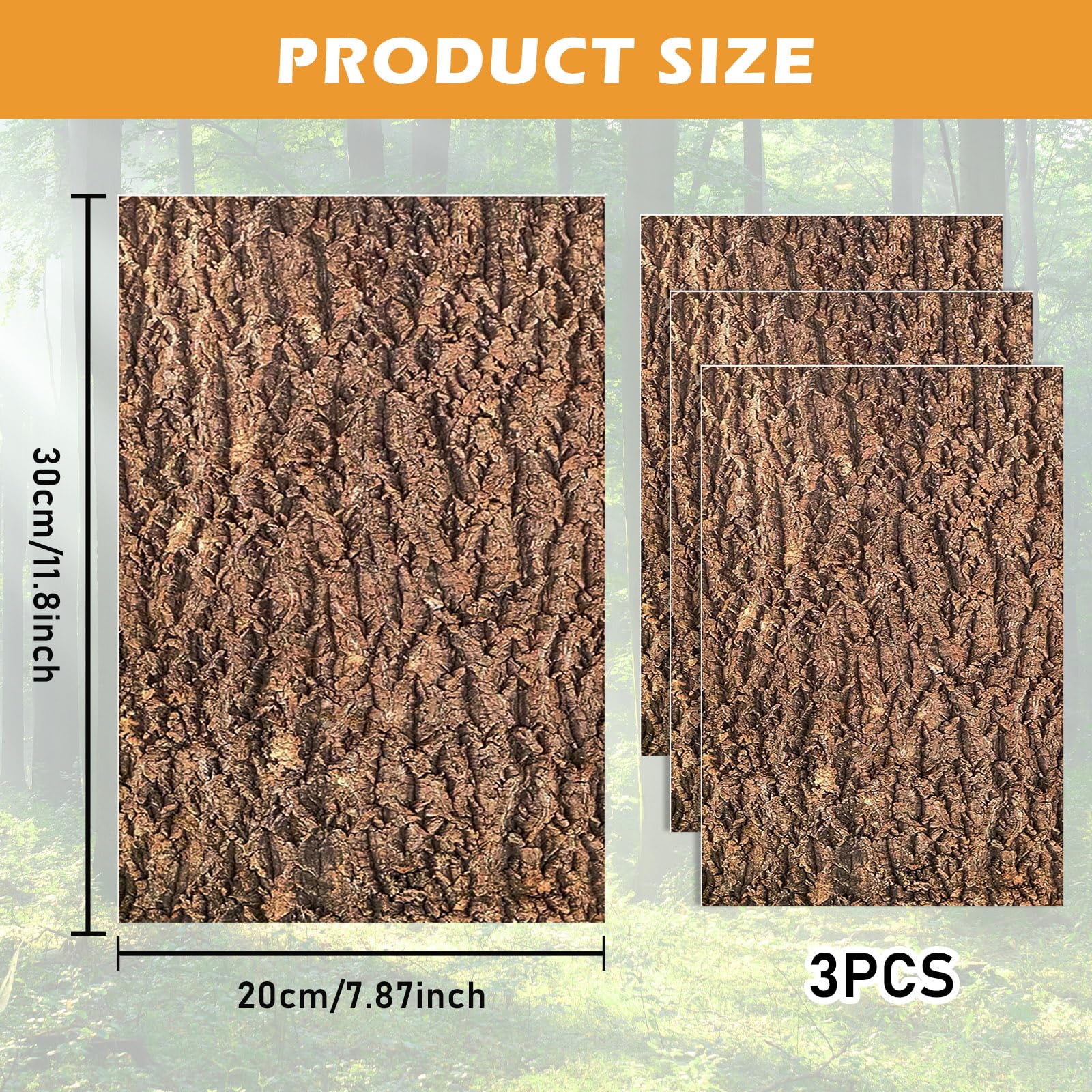 SUNOYA 3 paneles traseros de terrario, corteza de corcho, 20 x 30 cm, aspecto de corteza de árbol natural, resistente a la putrefacción, resistente a la putrefacción, placa de fondo, superficie de