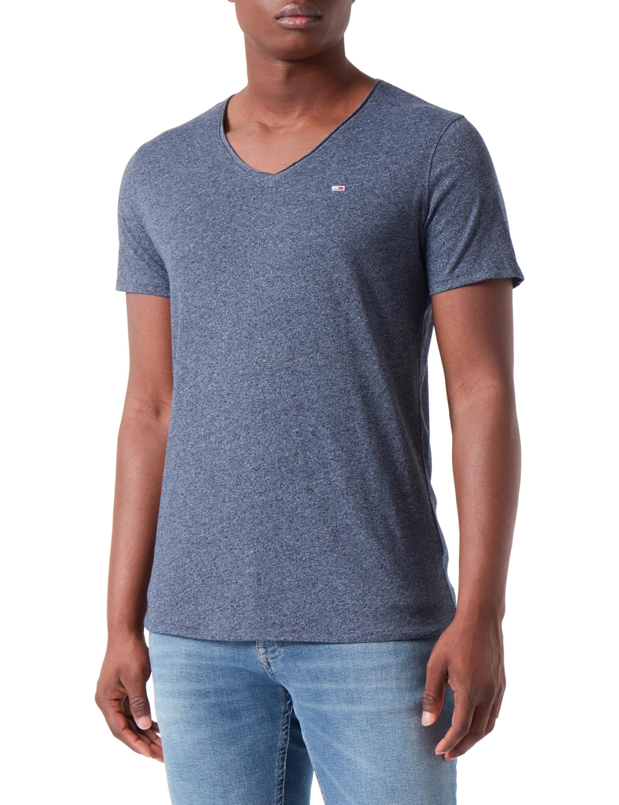 Tommy Jeans Camiseta manga corta Hombre Slim Cuello de pico, Grün (Verde), L