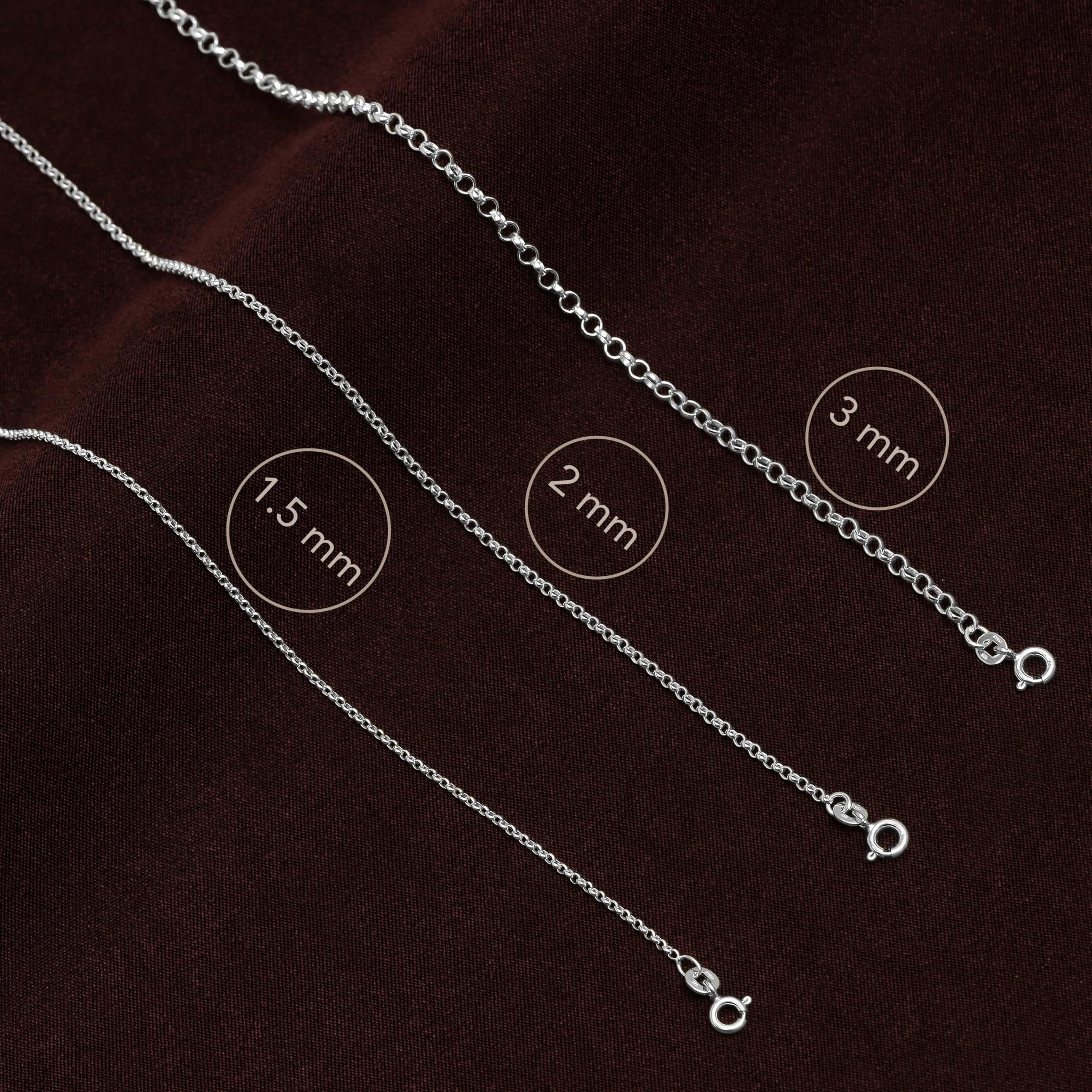 LeCalla Links Collar de cadena de eslabones Rolo de plata de ley italiana de 1,5 mm, 2 mm, 3 mm para adolescentes, mujeres y hombres (16, 18, 20, 24 pulgadas)