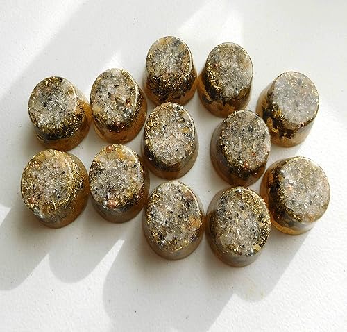 Prosperidad 24K Gold Small Tower Buster Crystal Orgone Generator Acumulador de energía 7.83432528Hz OM Chant Advance Armónicos Muchos ingredientes