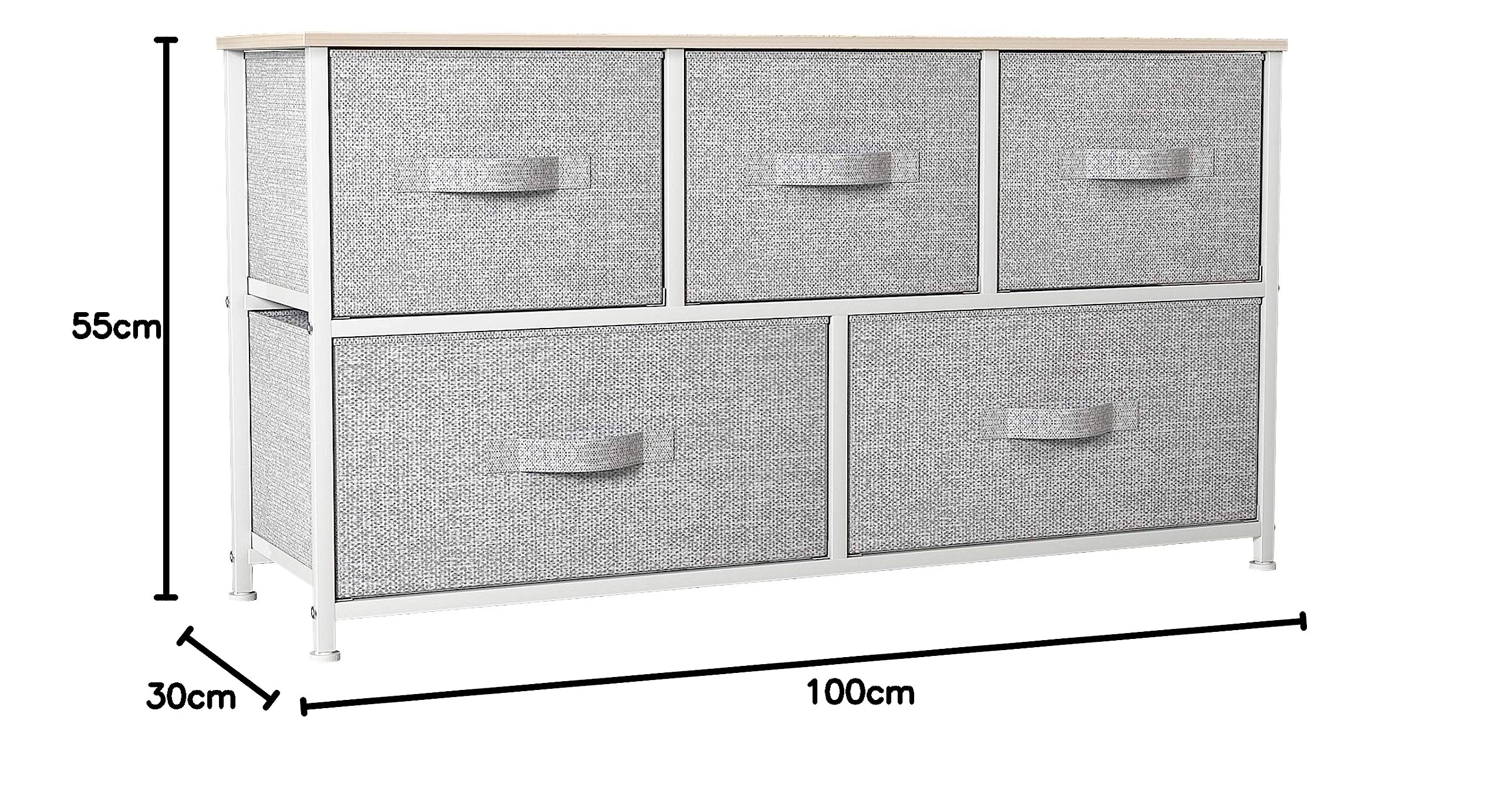 YITAHOME Commode pour Chambre à Coucher, Commode à 5 Tiroirs en Tissu Meuble de Rangement avec Dessus en Bois et Grand Espace de Rangement Chambre à Coucher, Salon, Chambre d'enfant, Gris Clair