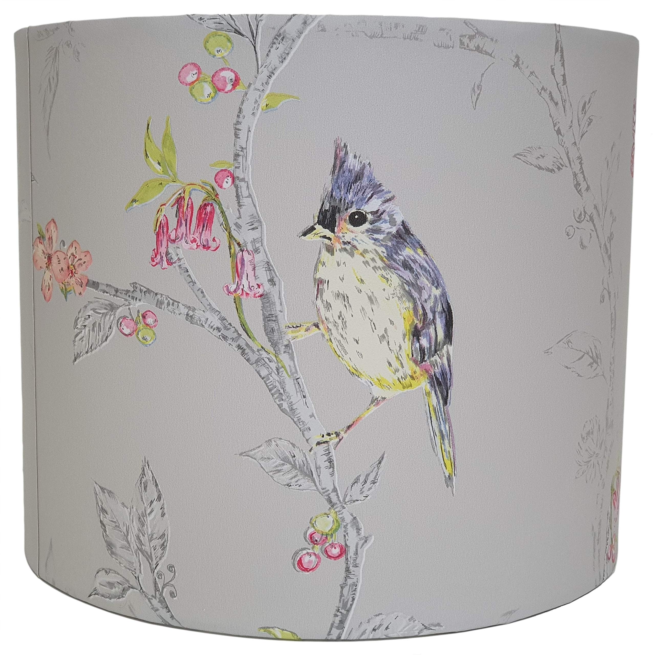 Bird Lampshade Ceiling Light Shade Phoebe Dove Grey Enchanted Garden Floral Botanical Butterfly Bedroom Accessories (10" Ceiling Fitting)