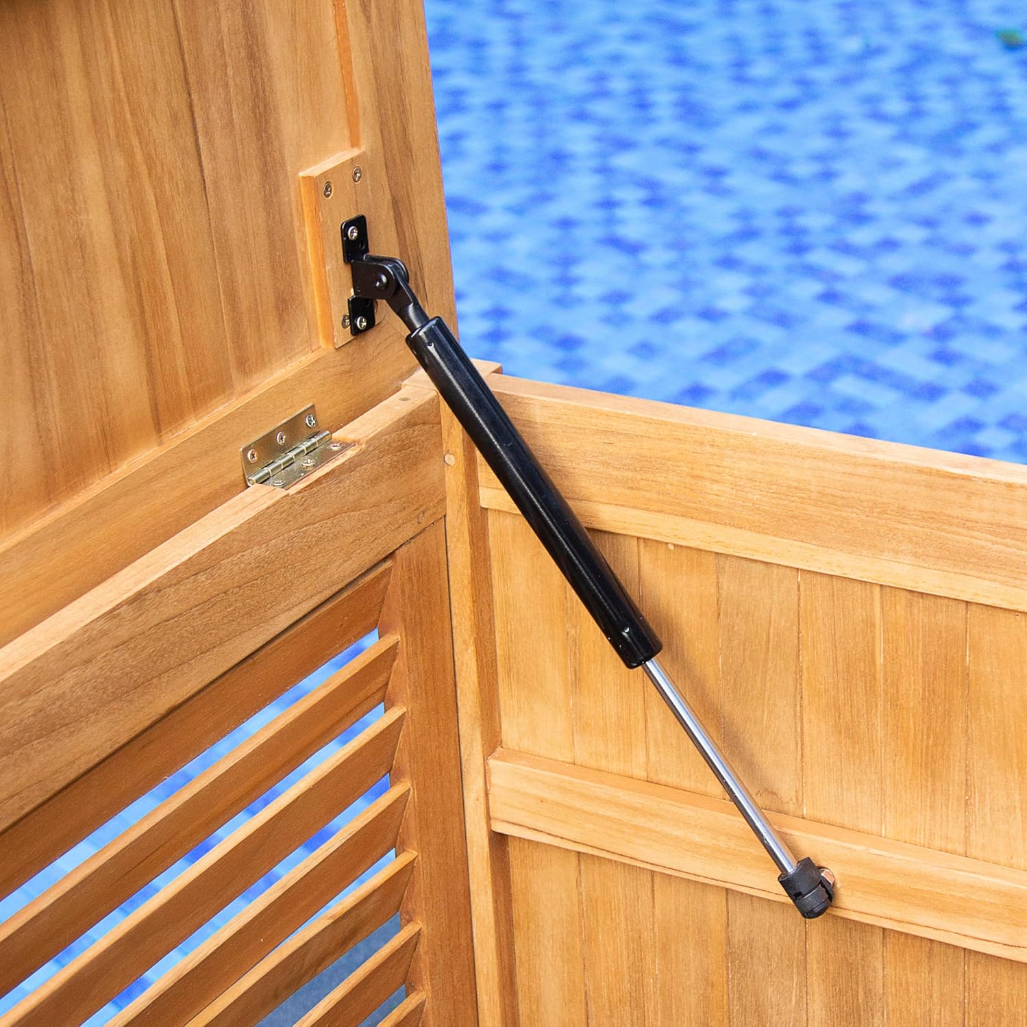 Cambridge Casual Arie Teak Outdoor Deck Storage Box with Waterproof Cover – 130 Gallon Wooden Patio Storage