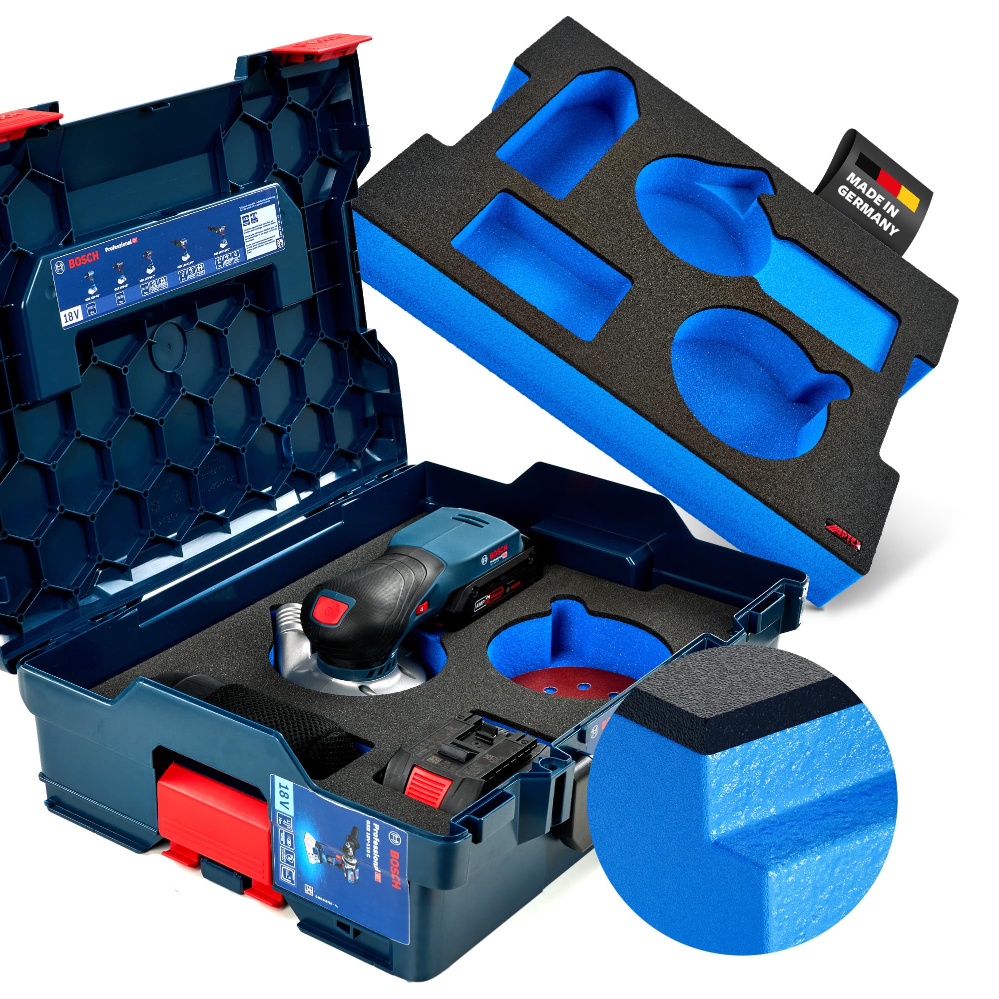APTEX Schaumeinlage passend für Bosch Akku-Exzenterschleifer GEX 18V-125 für Bosch L-Boxx 136