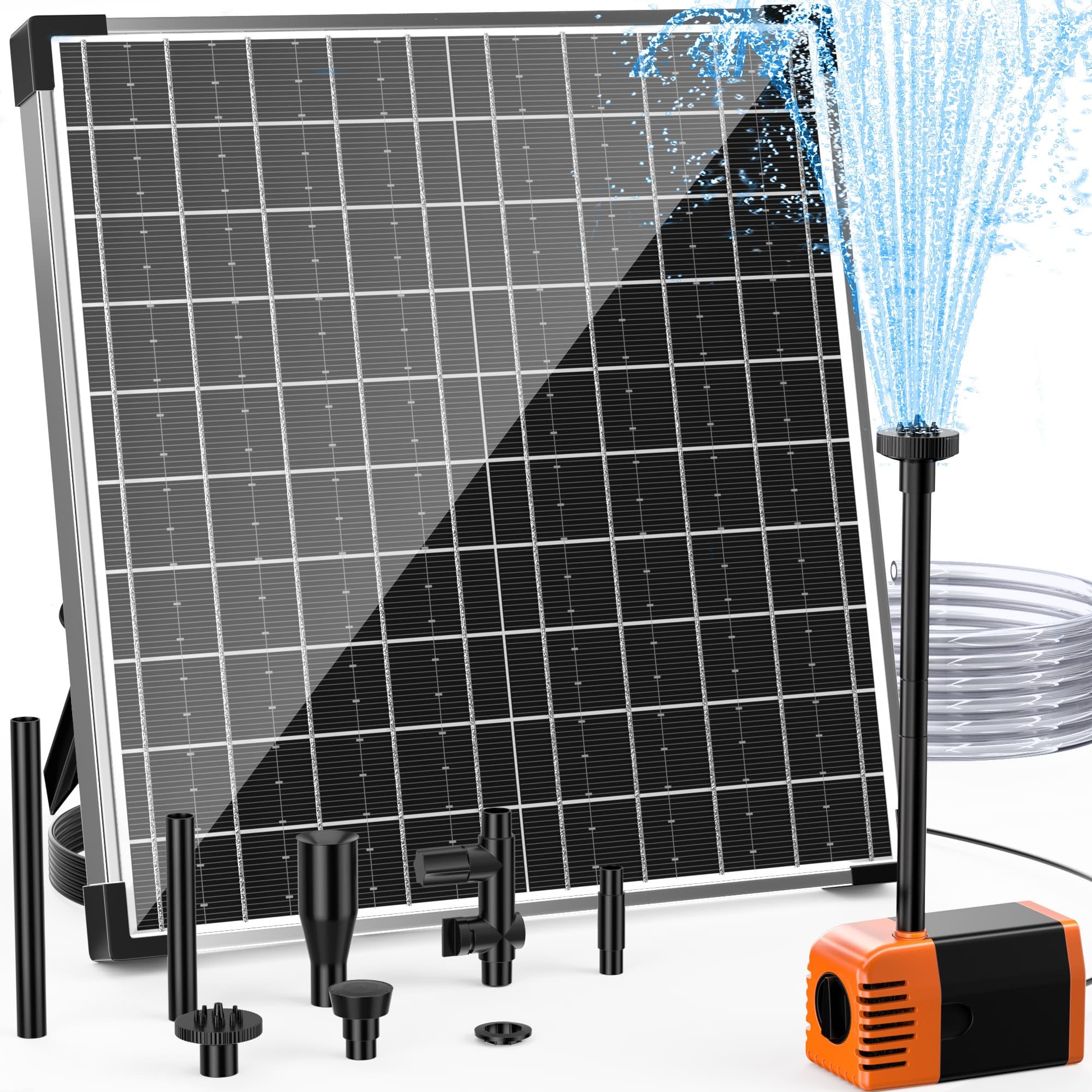 Biling Bomba Solar para Estanque 25W Capacidad de Entrega 1510L/H, Fuente Solar para Estanques con Manguera de 2M y Filtro Bomba Solar DIY Cable de 5M Bomba de Agua Solar para Estanque Jardín Cascada