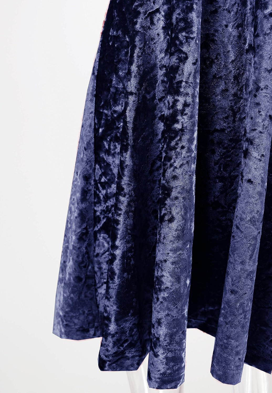 R.Vivimos Women's Crushed Velvet Spaghetti Straps Sexy V Neck Club Party Pleated Swing Skater Dress - Image 6