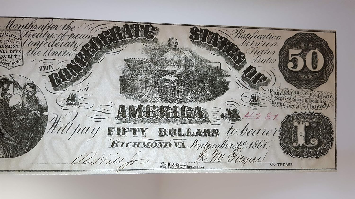 Reprint on Paper with W/M United States 1861-1862 y. Confederate (Black Set)