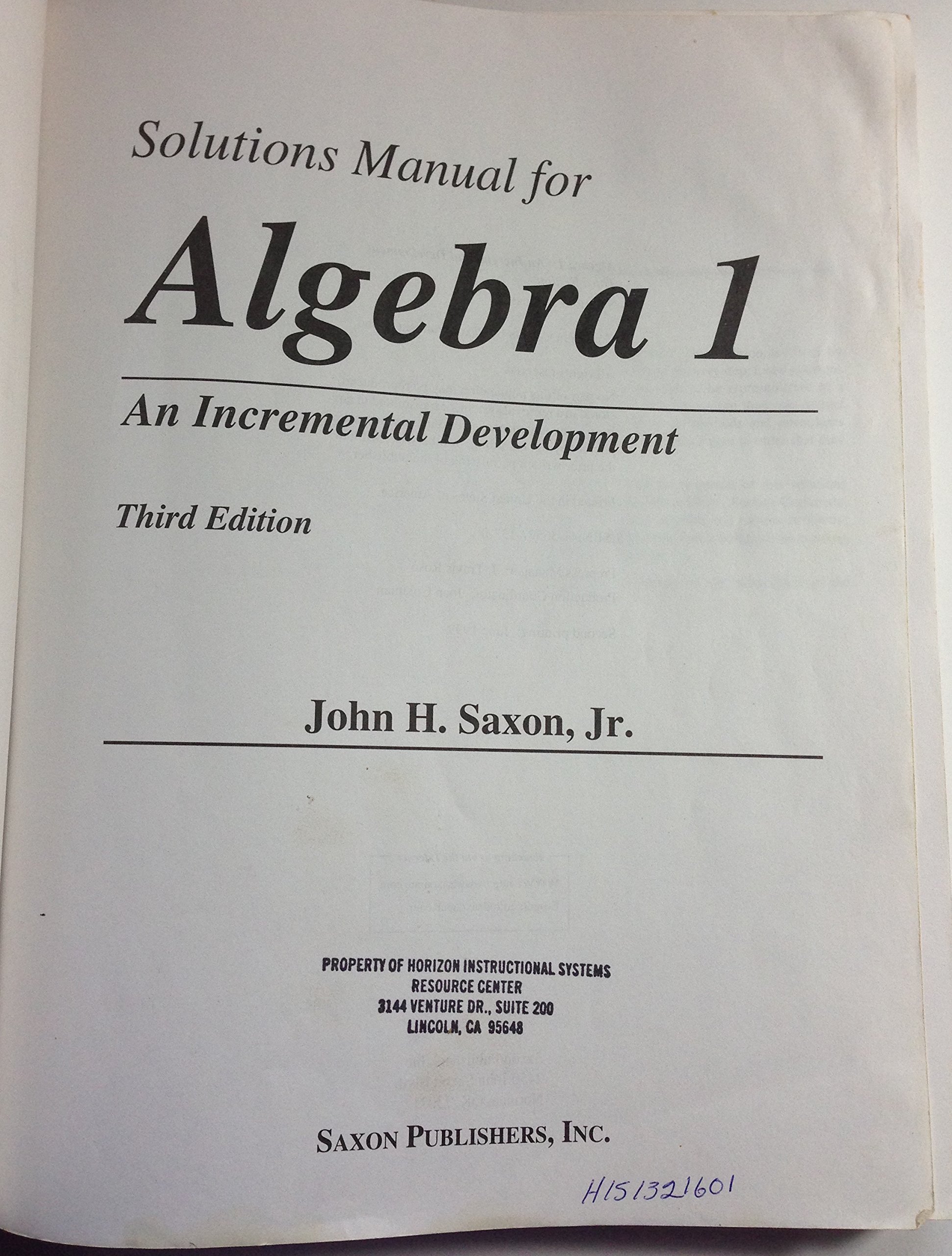 Algebra 1: An Incremental Development (Saxon Algebra) - Image 3