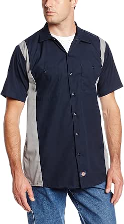 Dickies Men's Long Sleeve Industrial Work Shirt - 65% Polyester/35% Cotton, Black 2XL