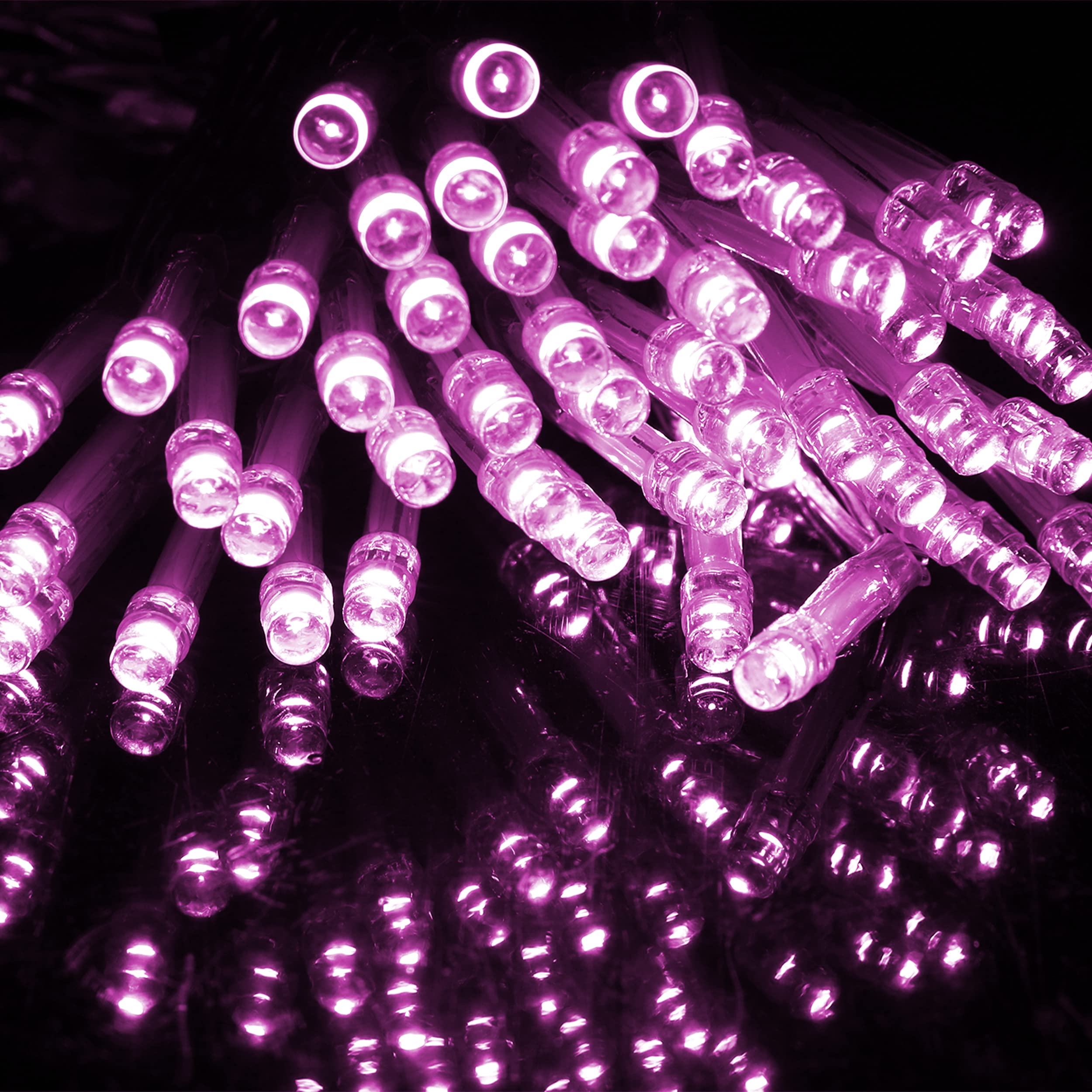 H HANSEL HOME Catena Luminsa Esterno Con Batteria, Luce 200 LED 16M per Albero di Natale con 8 Modalità Impermeabile IP44, Luci Natalizie da Esterno e interno - Luce rosa pastello