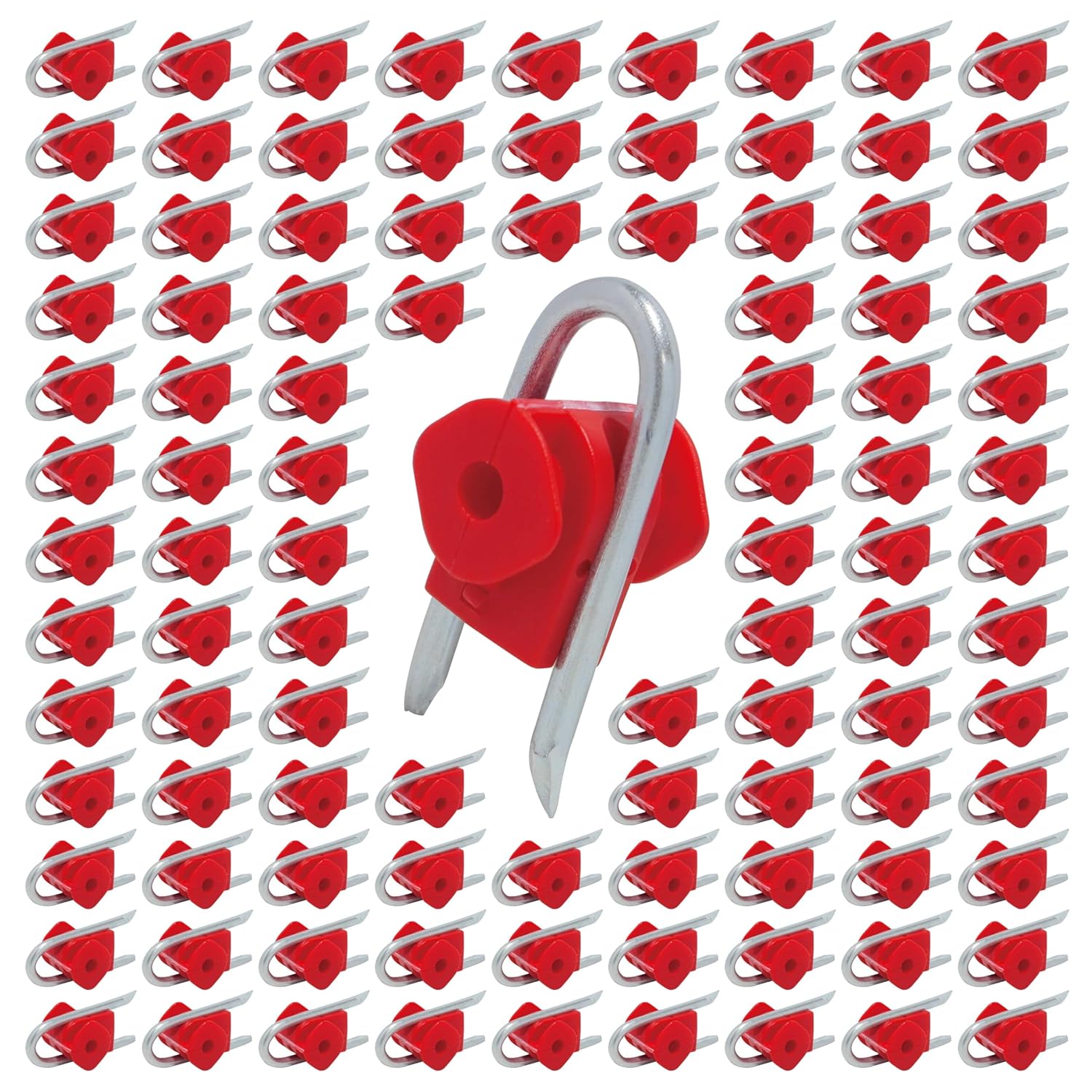 Electric Fence U Shape Staple-On Red Clamp Insulators Using for Electric Fence Wood Post,100PK
