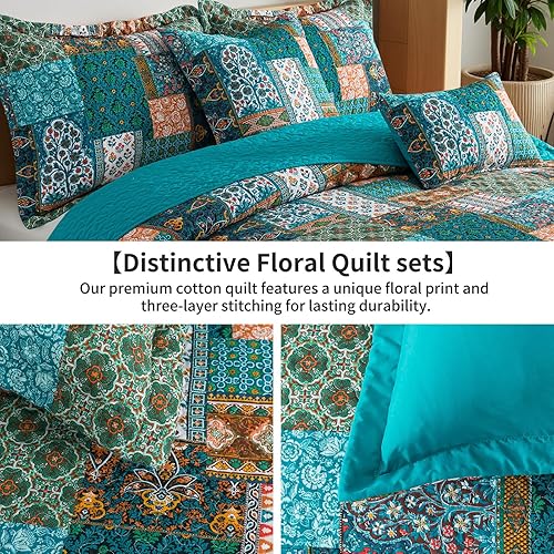 Vista 27 de BEDISELY Colchas de algodón tamaño Queen, colcha ligera estilo granja tamaño Queen (90 x 98 pulgadas), juego de ropa de cama floral suave y Casa