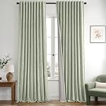 MIULEE 100% Blackout Linen Curtains 96 Inch Long 2 Panels Set for Bedroom,Double Sided Pleated Back Tab Black Out Window Drapes for Living Room Darkening Pinch Pleat Floor to Ceiling Curtains, Beige