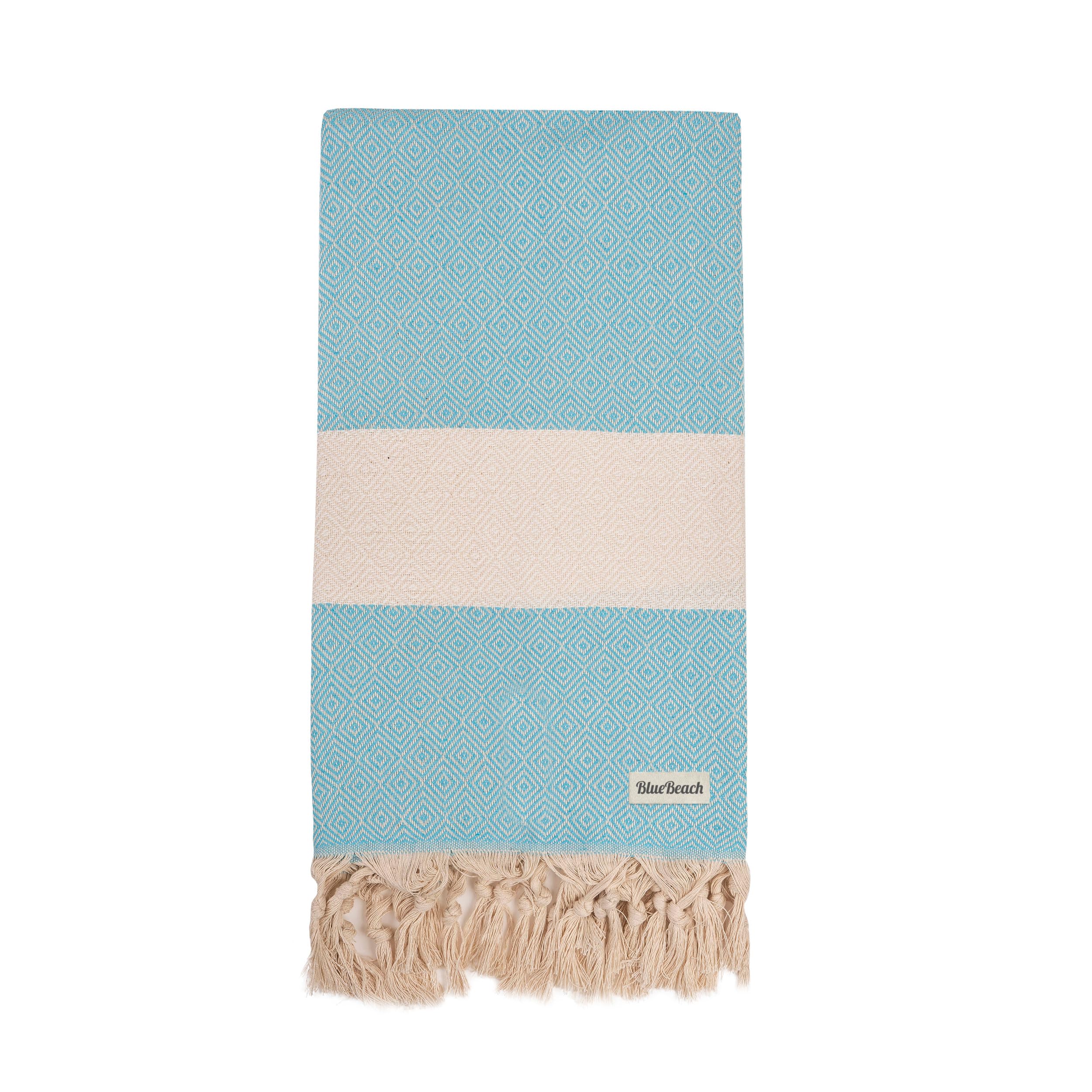 Blue Beach Turkish Towel - Travel Towel100x180cm Large Turkish Hammam Peshtemal - Super Absorbent, Quick Dry, Sand Free, Lightweight, Compact Towels for Swimming, Bath (1, Turquoise) — image 1