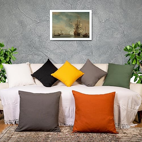 Vista 6 de RELY+ Juego de 2 fundas de almohada de algodón blancas de 18 x 18 pulgadas, fundas cuadradas con cremallera para sofá, sala de estar, fundas Blanco