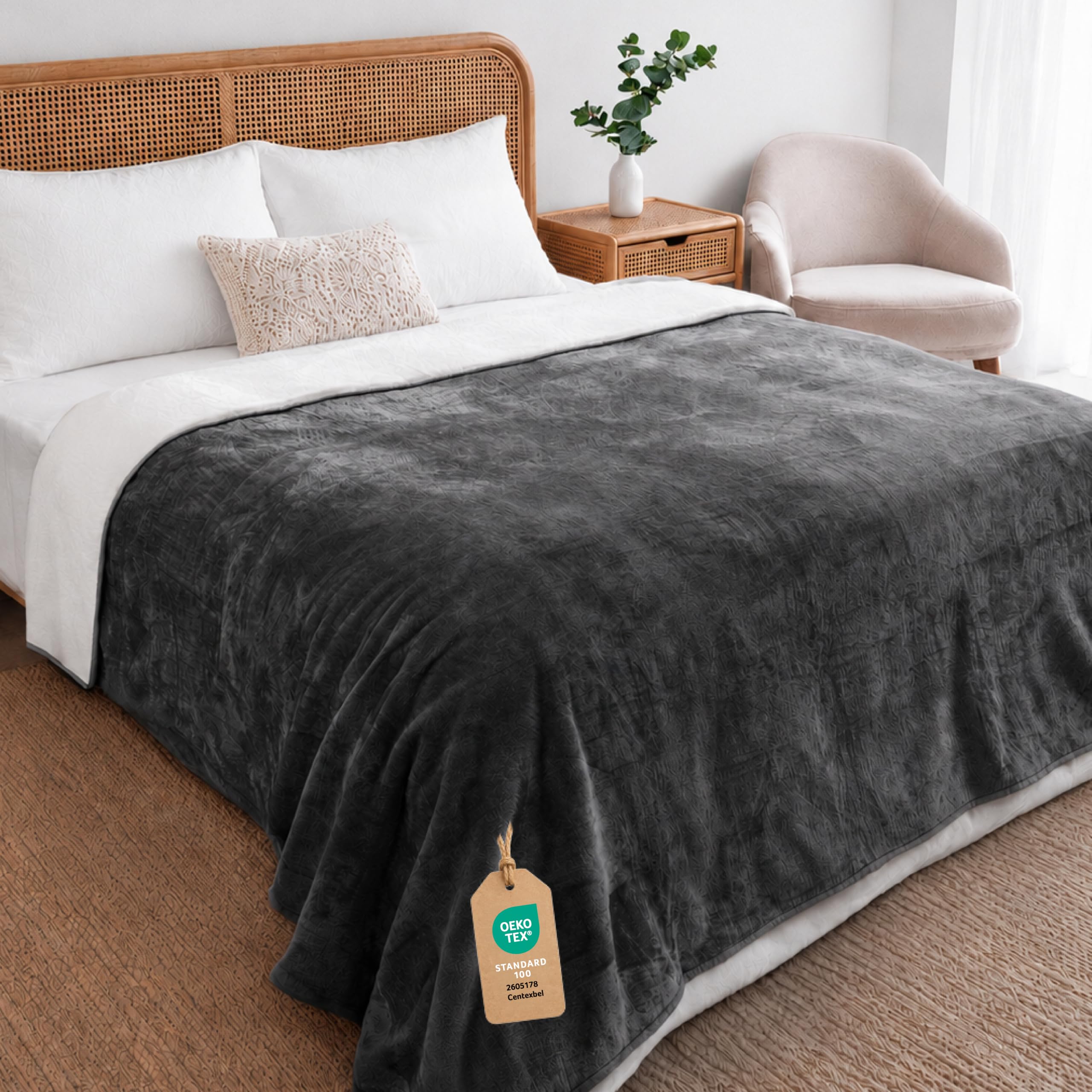 Twinzen Coperta Impermeable Cani 218x228 cm - Copridivano Pile Sherpa | Grigio Scuro · Reversibile · Lavabile · Per Divano e Letto · Proteggi Mobili · Cane & Gatto