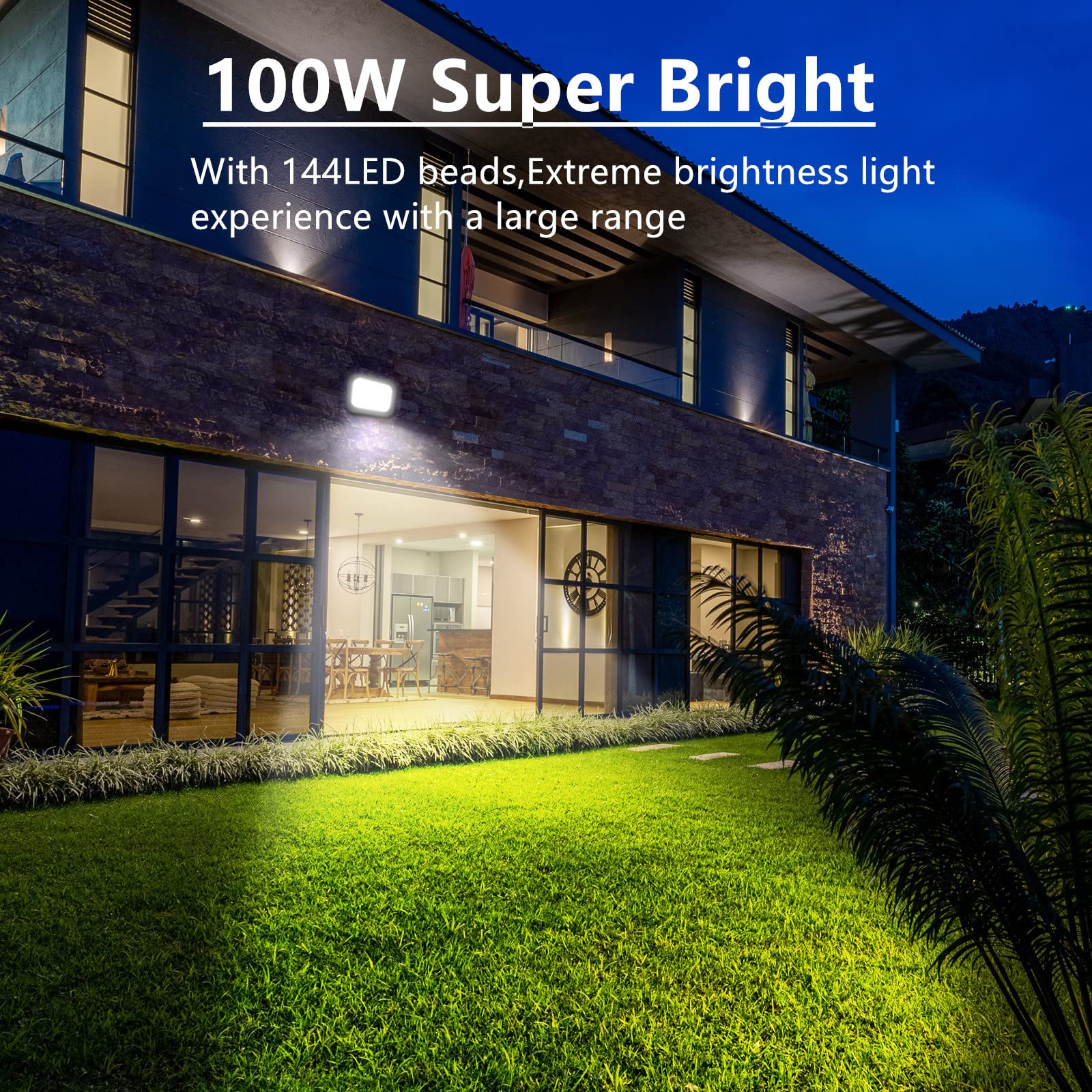 Tayire 100W Faretto LED da Esterno, Faro LED 10000LM Super illuminoso faretti, 144 LED 6500K LED Luce Fari di sicurezza per Giardino, Corridoio, Casa, Illuminazione Interna ed Esterna