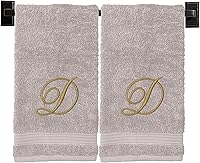 Vista 123 de Toallas de mano beige para baño, monogramadas, toallas turcas de algodón de lujo, bordadas en Estados Unidos, juego de 2, elige el color y la letra