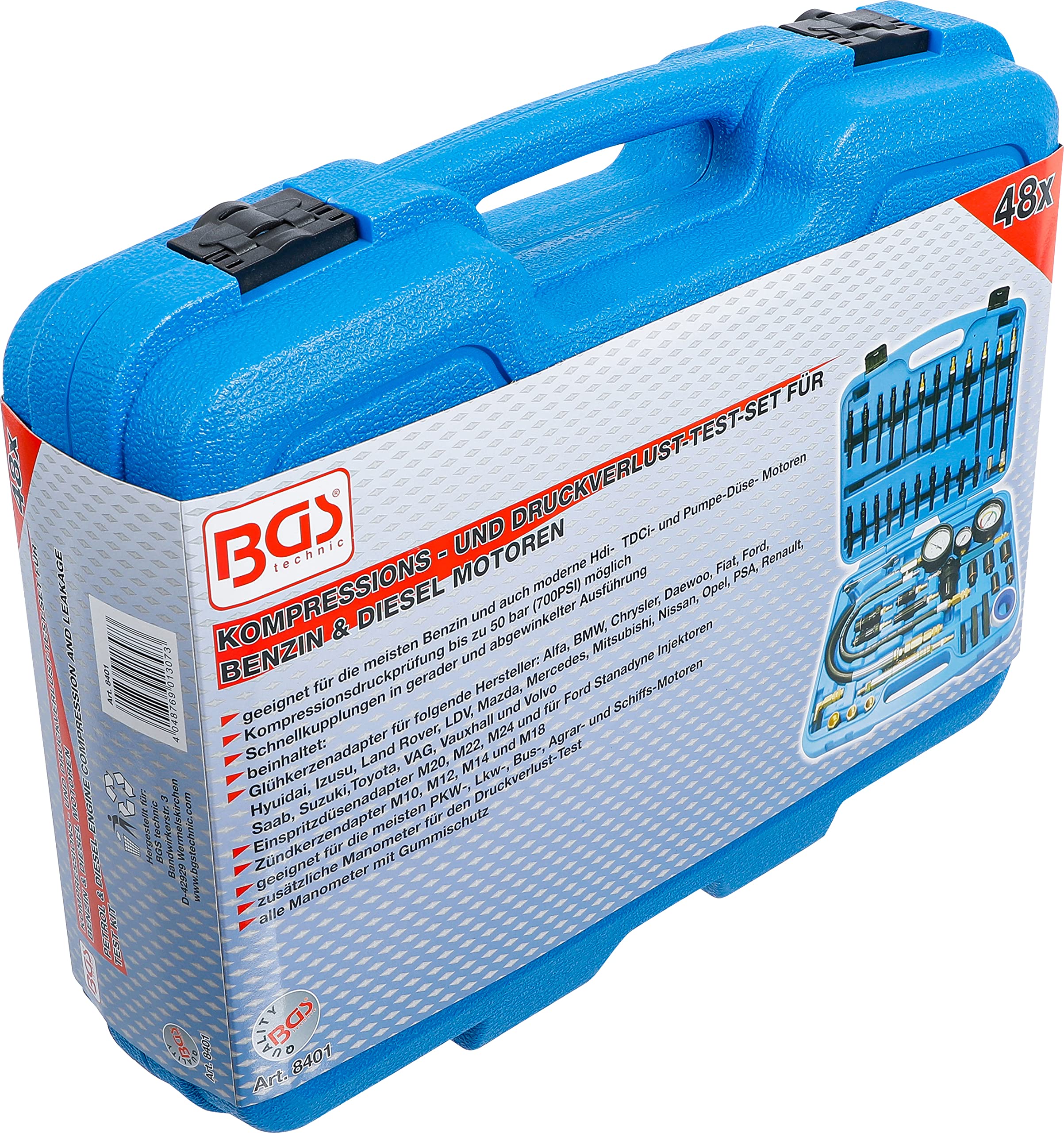 BGS 8401 | Test de compresión y prueba de fugas para motores de gasolina y diésel