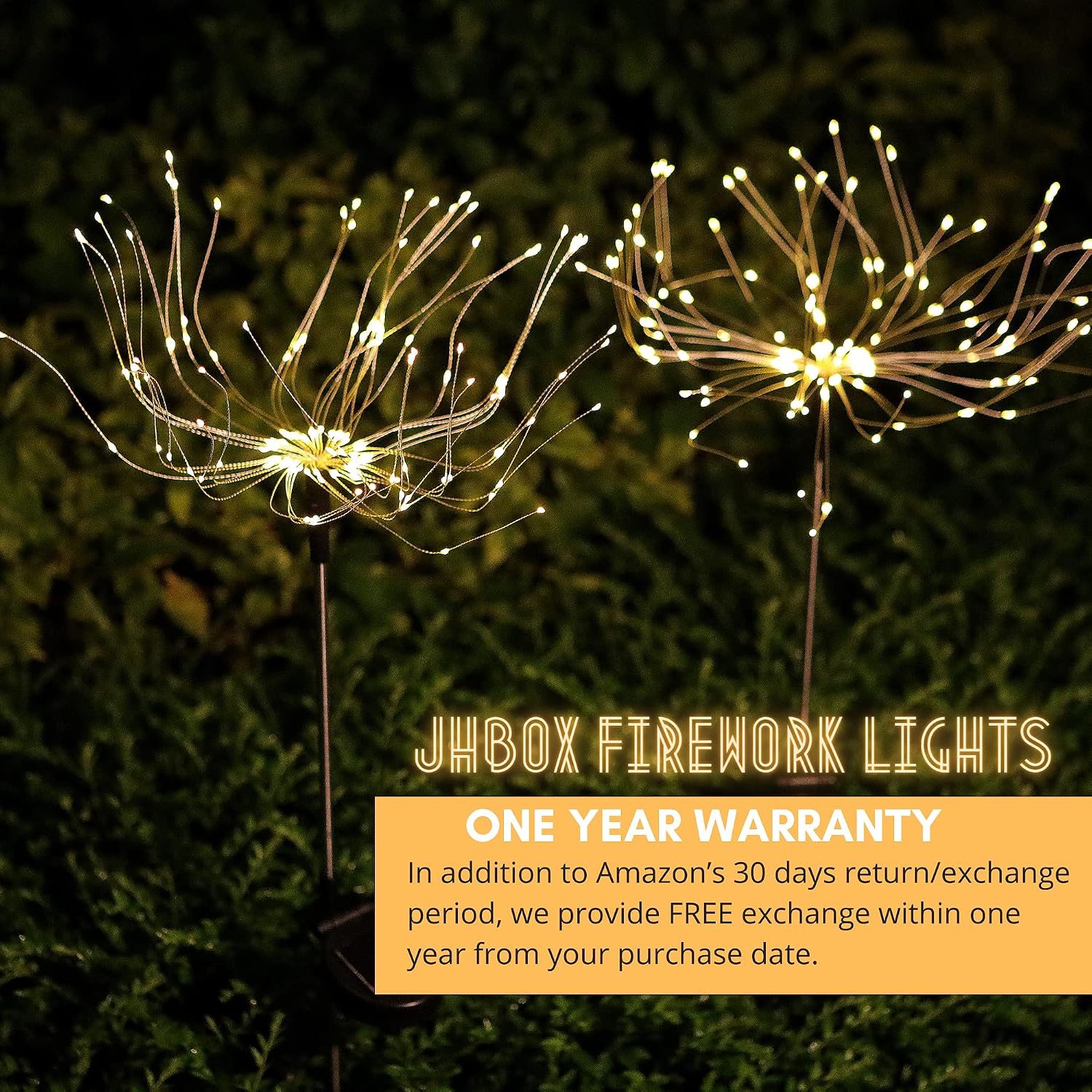 JHBOX Solar Firefly Lights 120 LED 2 Pack, Firework LED Lights Solar Firework Lights Outdoor Waterproof, Decorative Garden Art Fairy Lighting Footpath Lights Holiday Patio Decorations (Warm White)