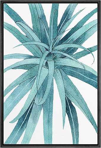 B2T Lienzo impreso para pared, acuarela, pastel, agave, suculenta, naturaleza, ilustraciones de área silvestre, arte decorativo, floral, botánico,