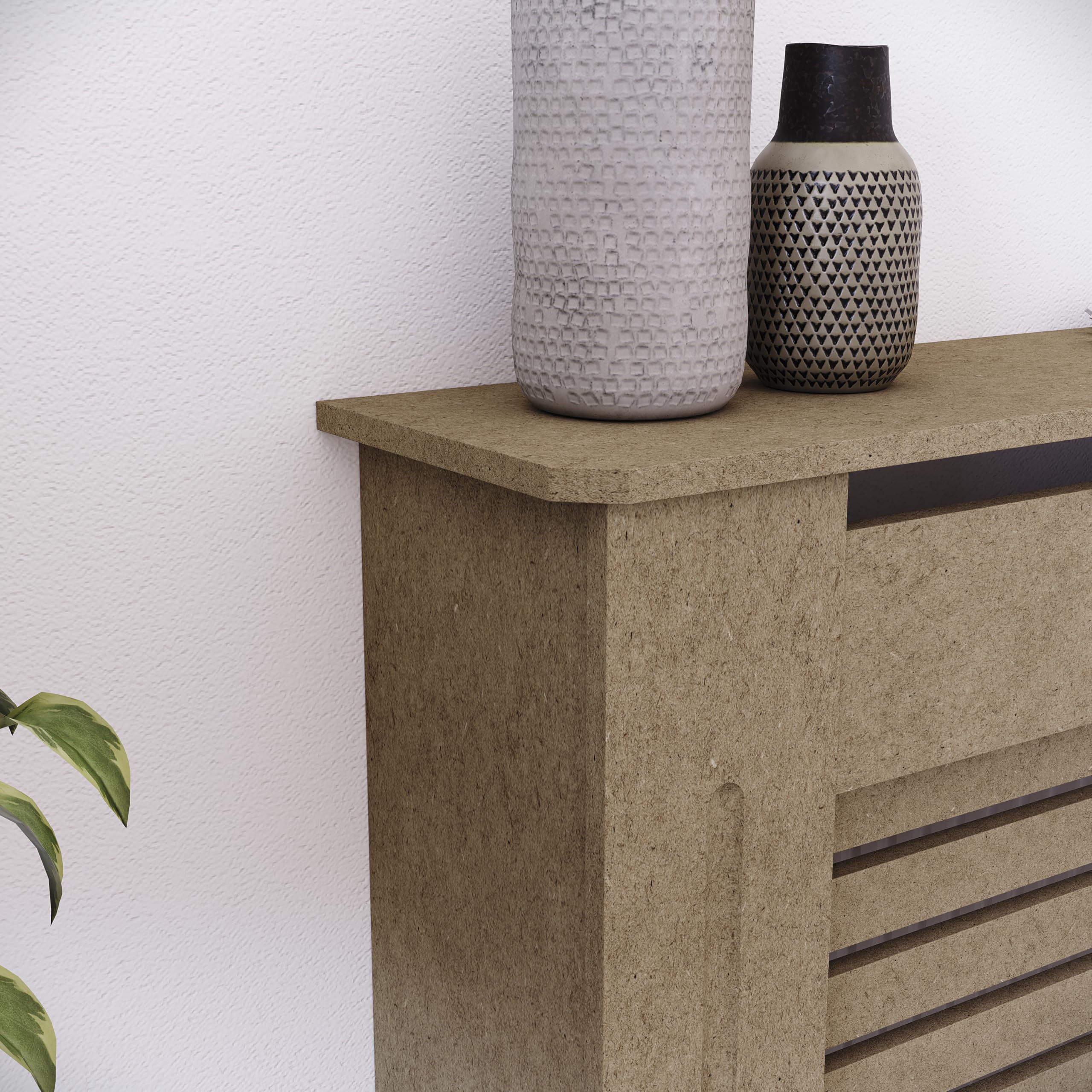 Vida Designs Milton Cubierta de radiador Unfinished - Pequeño - Lamas horizontales Modernas para Mejor circulación del Calor - H82xW78xD19cm - MDF sin Pintar para salón y Pasillo