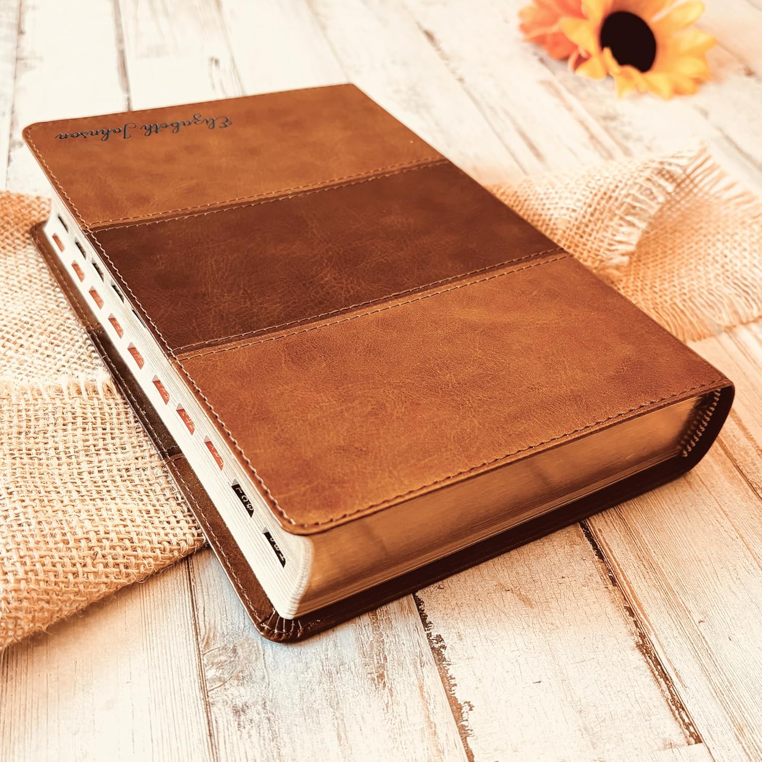 STARKENBURG COMPANY Personalized KJV Bible with Name Engraved, Large Print Reference Indexed Bible, Custom Engraved Name, King James Version Baptism Gifts