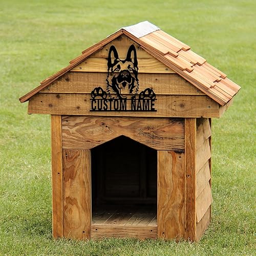 Vista 6 de Figura de pastor alemán personalizada, letrero de metal, decoración de habitación de perro, divertido arte de pared de perro, regalos de pastor
