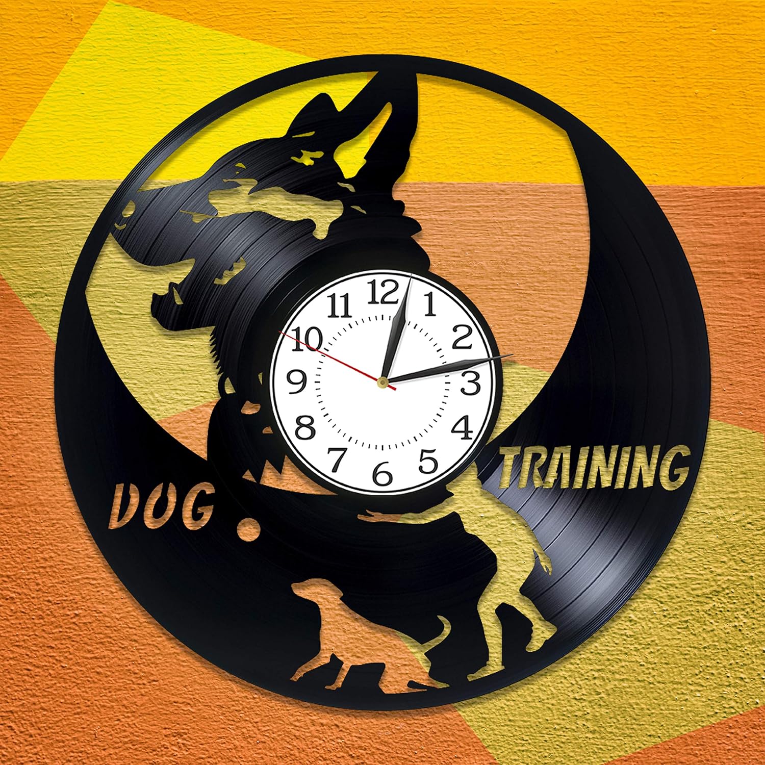Dog Training Vinyl Clock 12 Inch Animal Original Home Decor for Man and Woman German Shepherd Birthday Gift Idea for Kids Dog Vinyl Record Wall Clock Animal Handmade Clock
