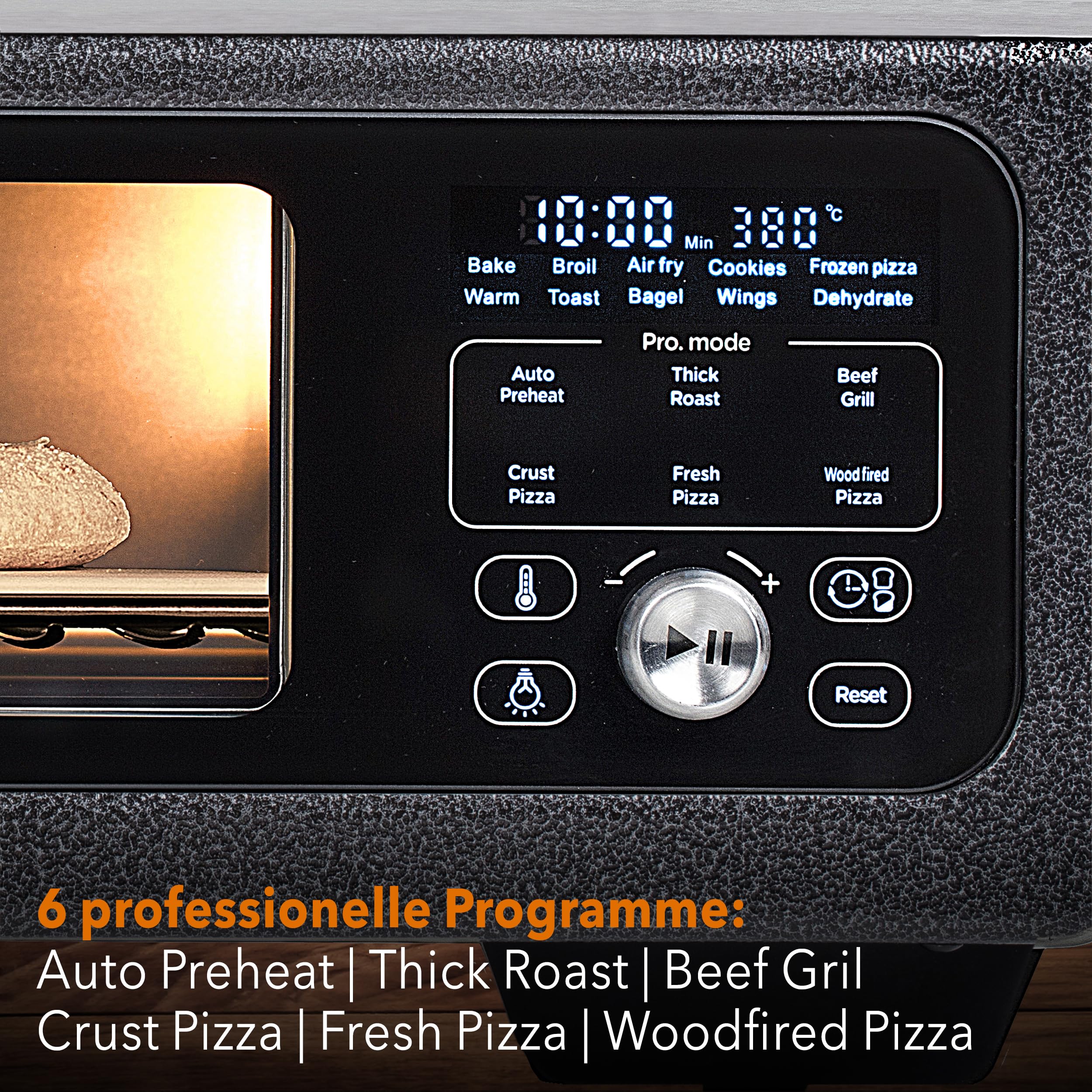PizzaAirfryer400 Pro - 12 in 1 Multifunktionsofen, Pizzaofen, 400 °C, tragbar, Grillen, Pizza, Air Fryer, Backen, XXL Zubehör, Indoor, Steinofenplatte, Gusseisenblech