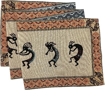 Sonoran Souvenirs Kokopelli Woven Table Runner, 13x72 Inches | Kitchen Dining Decor Tablecloth, Southwestern-Inspired Tapestry