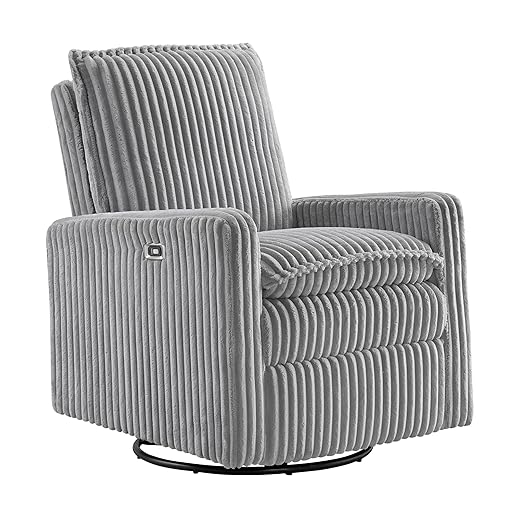 Oxford Baby Uptown Power Recliner/Glider, Corduroy, Ash Gray