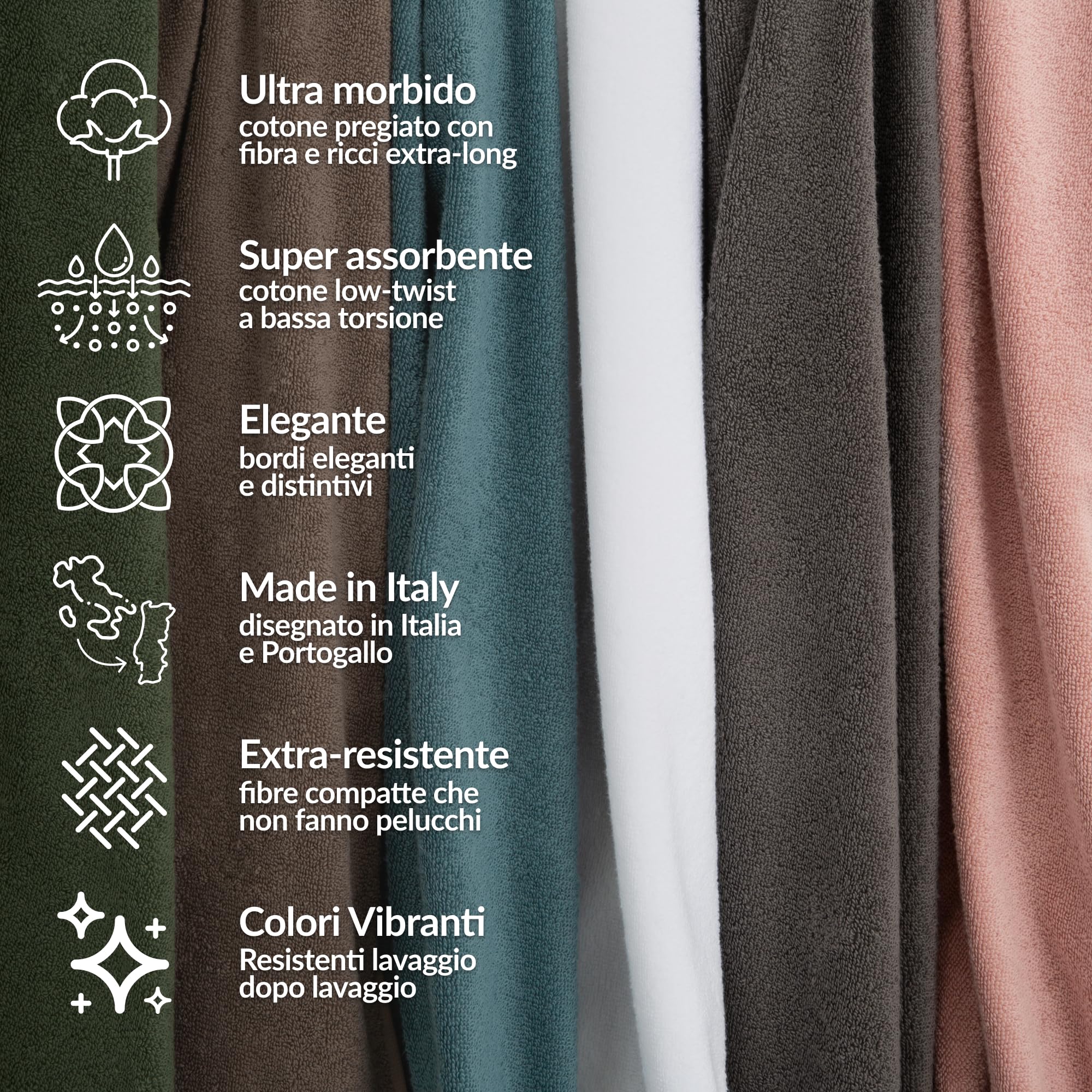 Ferò Set Asciugamani Bagno di Lusso 2 Pezzi, OEKO-TEX 100% Cotone Premium 550 g/m², Ultra Morbido e Assorbente, Design Italiano, Coppia Asciugamani Viso e Bidet, Asciugamano 50x100, 50x30 cm, Verde
