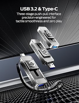 MOVE SPEED 128GB ソリッドステートドライブ デュアルポート&プッシュプルデザイン — 560MB/秒の読み取り速度、Type C + USB 3.2ドライブ ポータブルSSD iPhone 15/16/Android/Mac用