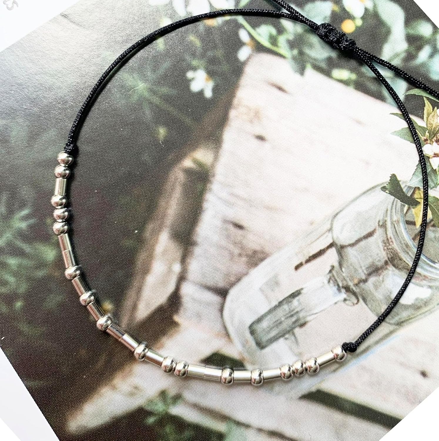 Morse Code Bracelets for Women, Silver Beads Adjustable Bracelet Inspirational Jewelry Gift - Image 3