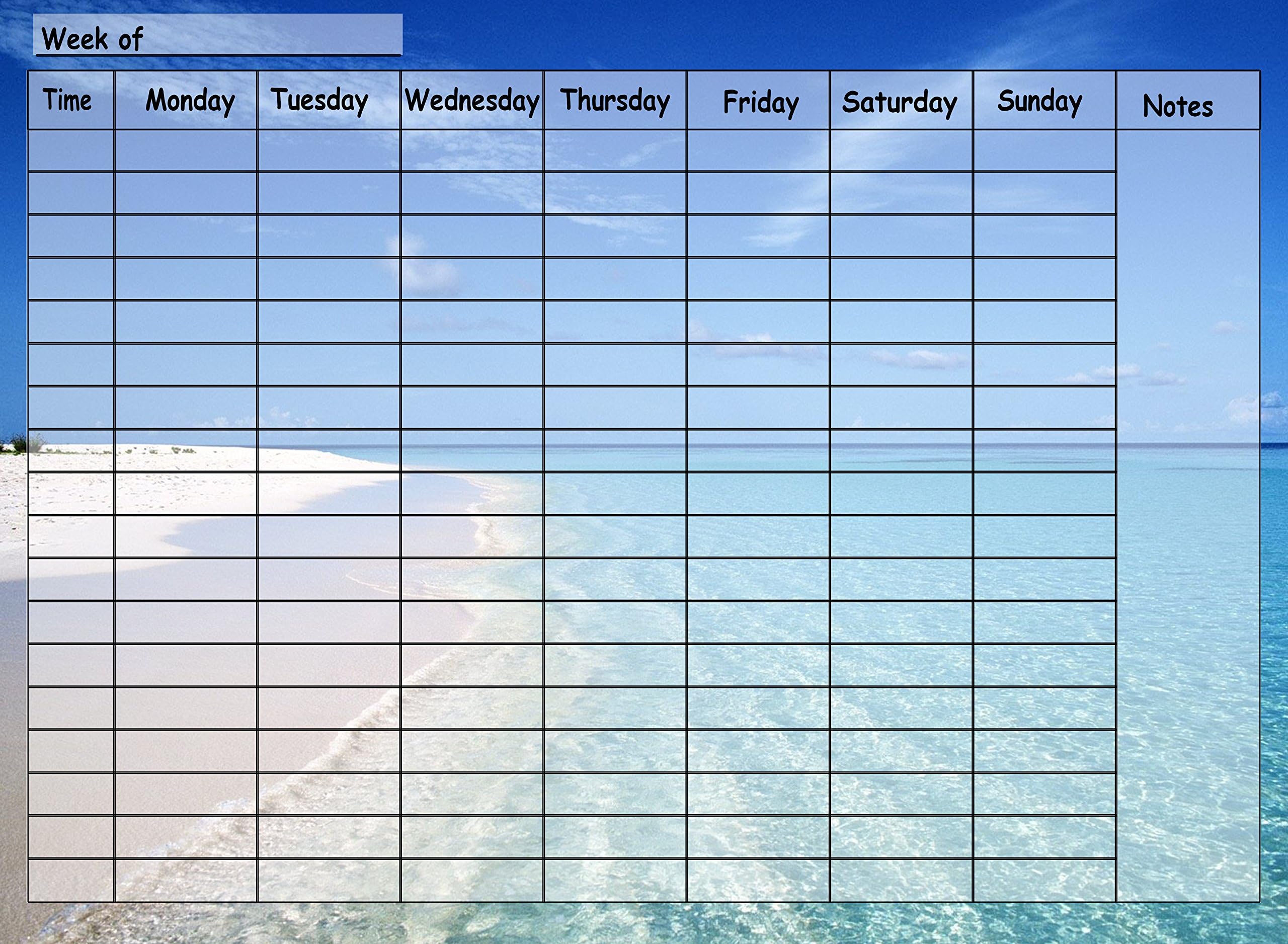 Tropical Beach Weekly Calender Premium Decal Re Stick Vinyl Sticker Whiteboard Marker