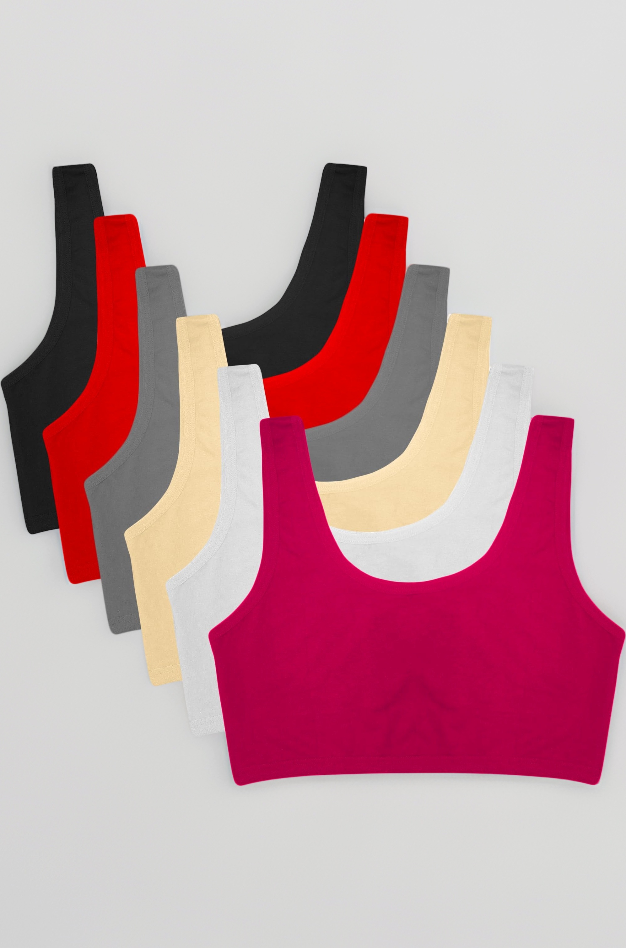 Pack of 6 Teen Solid Beginner Bras,Sports Bras,Teenager Bra for Girls/Kids Half Slip & Croped Camisole