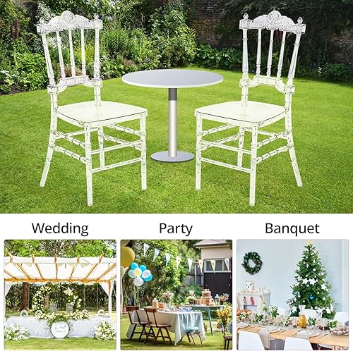 Miniatura 3 de Juego de 4 sillas de comedor transparentes, modernas sillas de boda de 16.1 pulgadas de ancho para adultos, sillas fantasma de cristal, sillas de