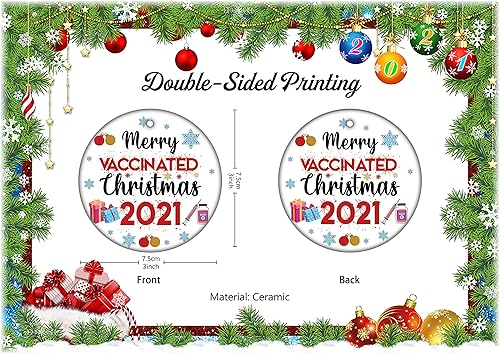 Miniatura 2 de Adorno de Navidad con texto en inglés "Friends Merry Vaccine" 2021 Año de la vacuna, adorno para colgar en Navidad, decoración de árbol de Navidad,
