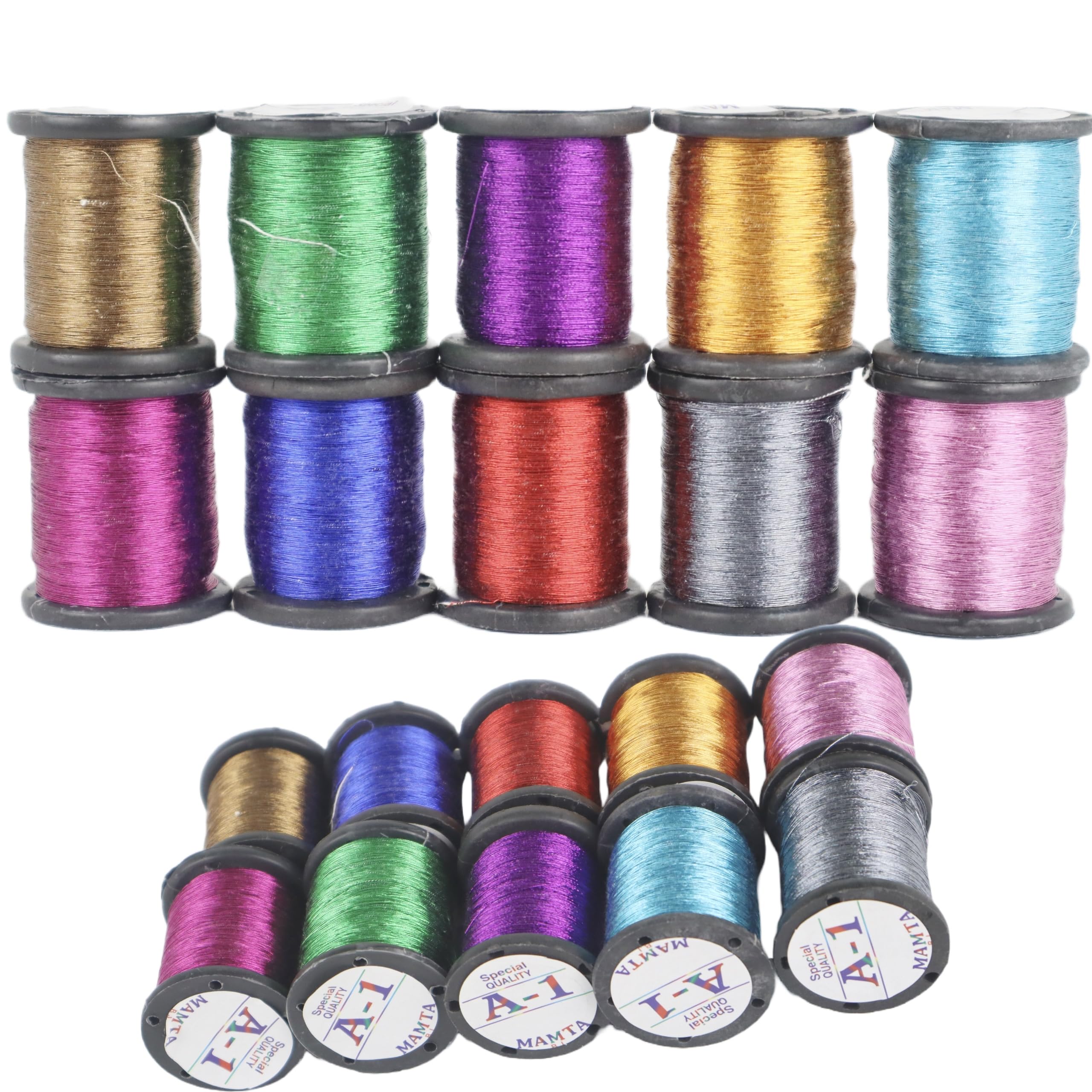Nexgen Trends A-1 Zari Multi-Colour Thread for Premium Aari Hand Craft Work Embroidering,Crochet,Tassels 0.1MM (Pack of 10)