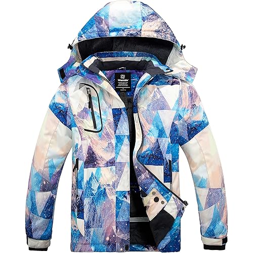 wantdo Women's Mountain Waterproof Ski Jacket Windproof Rain Jacket Winter Warm Hooded Coat